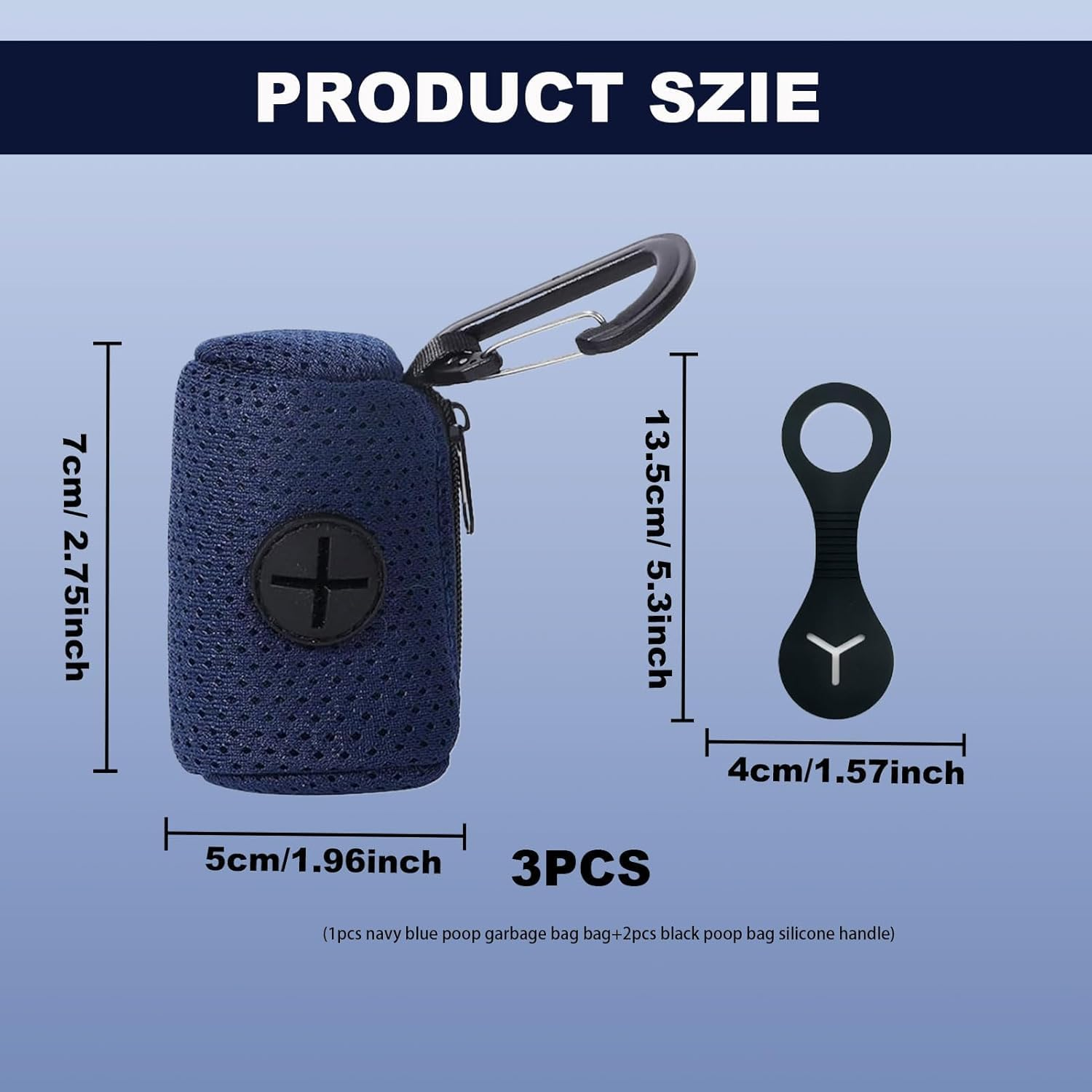 Liyquint 1PCS Dog Poop Bag Holder & 2PCS Dispenser, Fits Any Dog Leash, Mesh Fabric Attachment with Zipper, Large Waste Bag Carrier for Dogs - Durable & Portable (Dog Poop Bag Clip/Waste Bag (Blue) image number 3