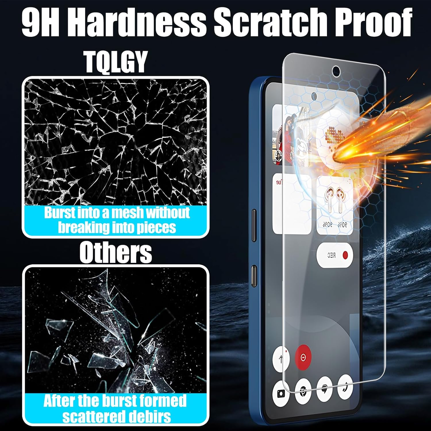 TQLGY Tempered Glass Screen Protector for Nothing Phone 3A/3A Pro/Cmf Phone 2 Pro 6.77-Inch, 9H Hardness, HD Clear, Anti-Scratch, Bubble-Free Installation, 2-Pack image number 5