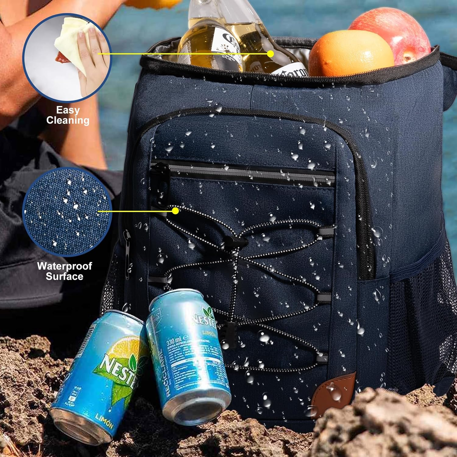 Backpack Cooler Insulated Leak Proof for Men Women 36 Cans Soft Cooler Backpack Insulated Waterproof Large Capacity Coolers Bag Portable for Lunch Camping Travel Picnic Hiking image number 6