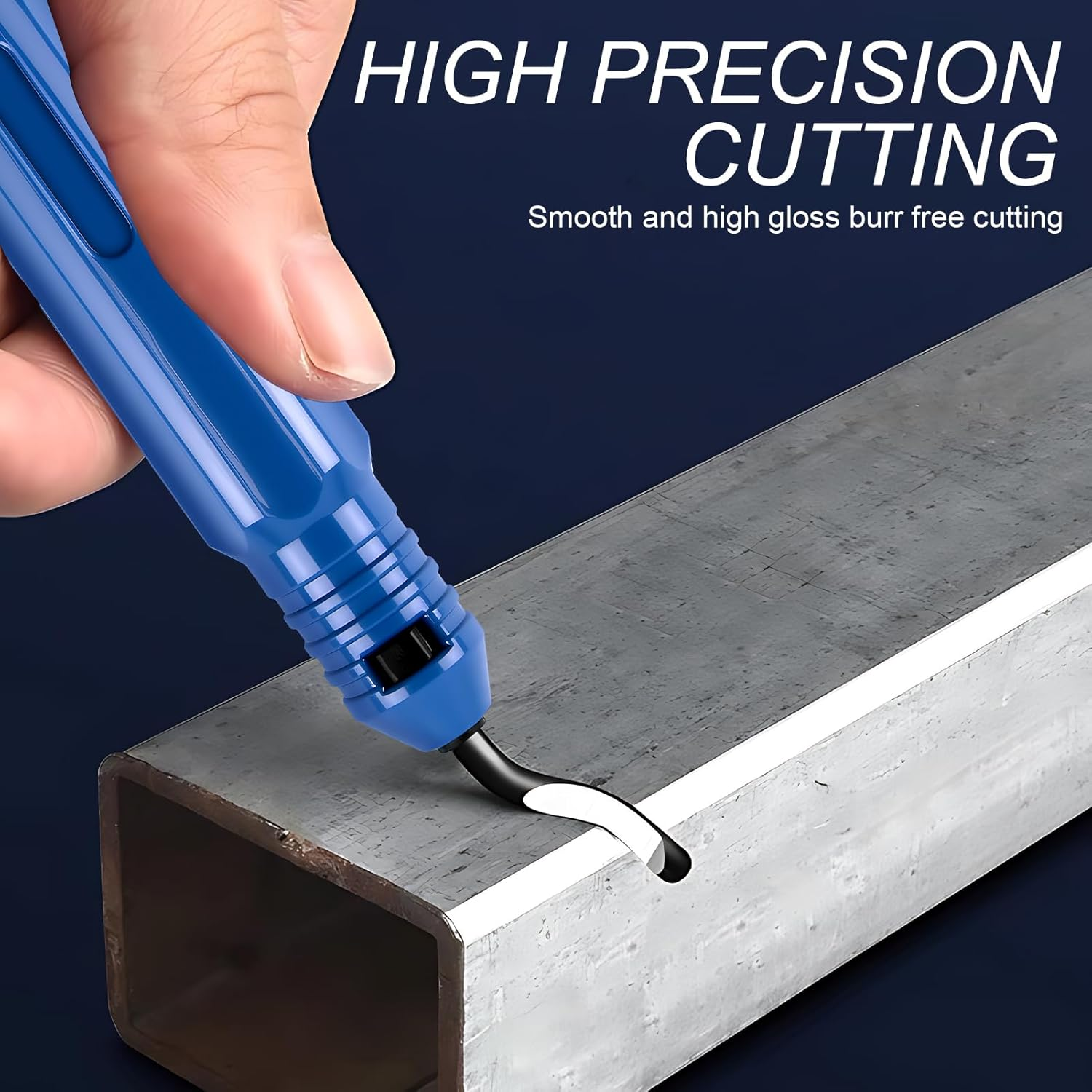 Deburring Tool Kit, Engraving Tools with 10 Pcs 360 Degree Rotary Replacement Blade, Removing Burr for Resin 3D Printing Metal Aluminum Copper Iron Brass Plastic - Normal image number 3