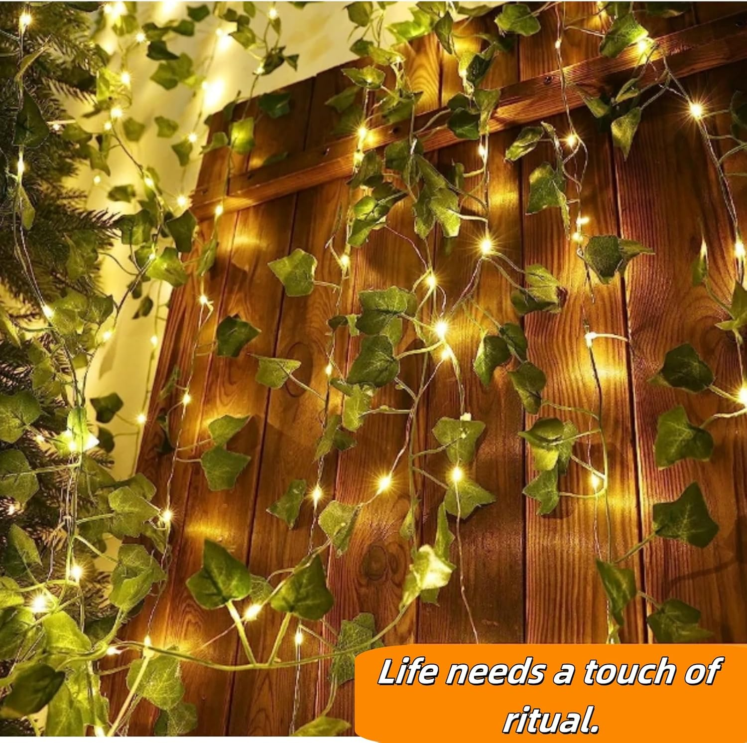 Luojinluoda 5M 50LED Leaf String Lights,Vine Lights, Battery Powered Green Leaf Garland Maple Fairy Lights for Indoor Outdoor Decor, Gardens, Weddings, Home Enhancement
