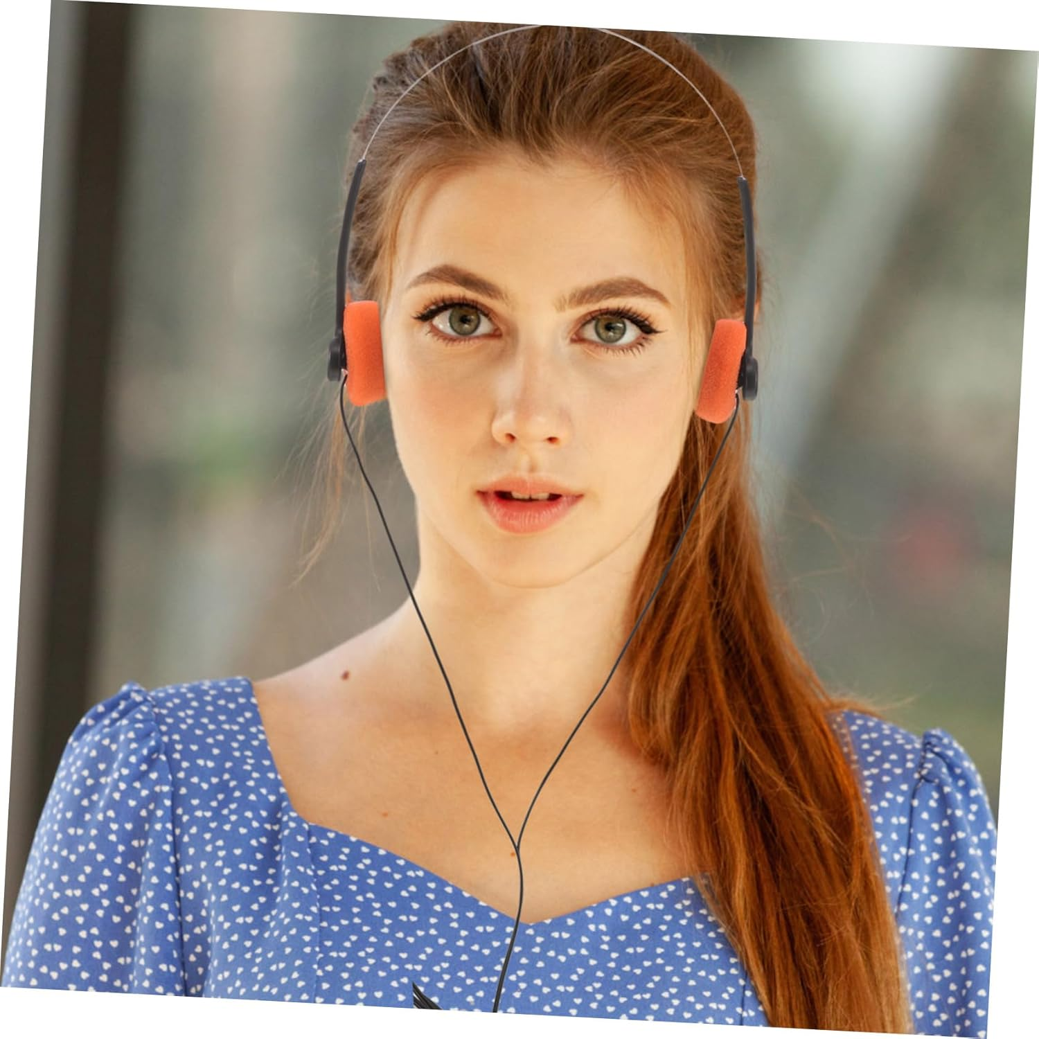 KOMBIUDA Adjustable Lightweight Retro Headphones for Students Small Ear Design Cushioned Ear Pads Comfortable Fit for Classroom and Library Use in Orange image number 5