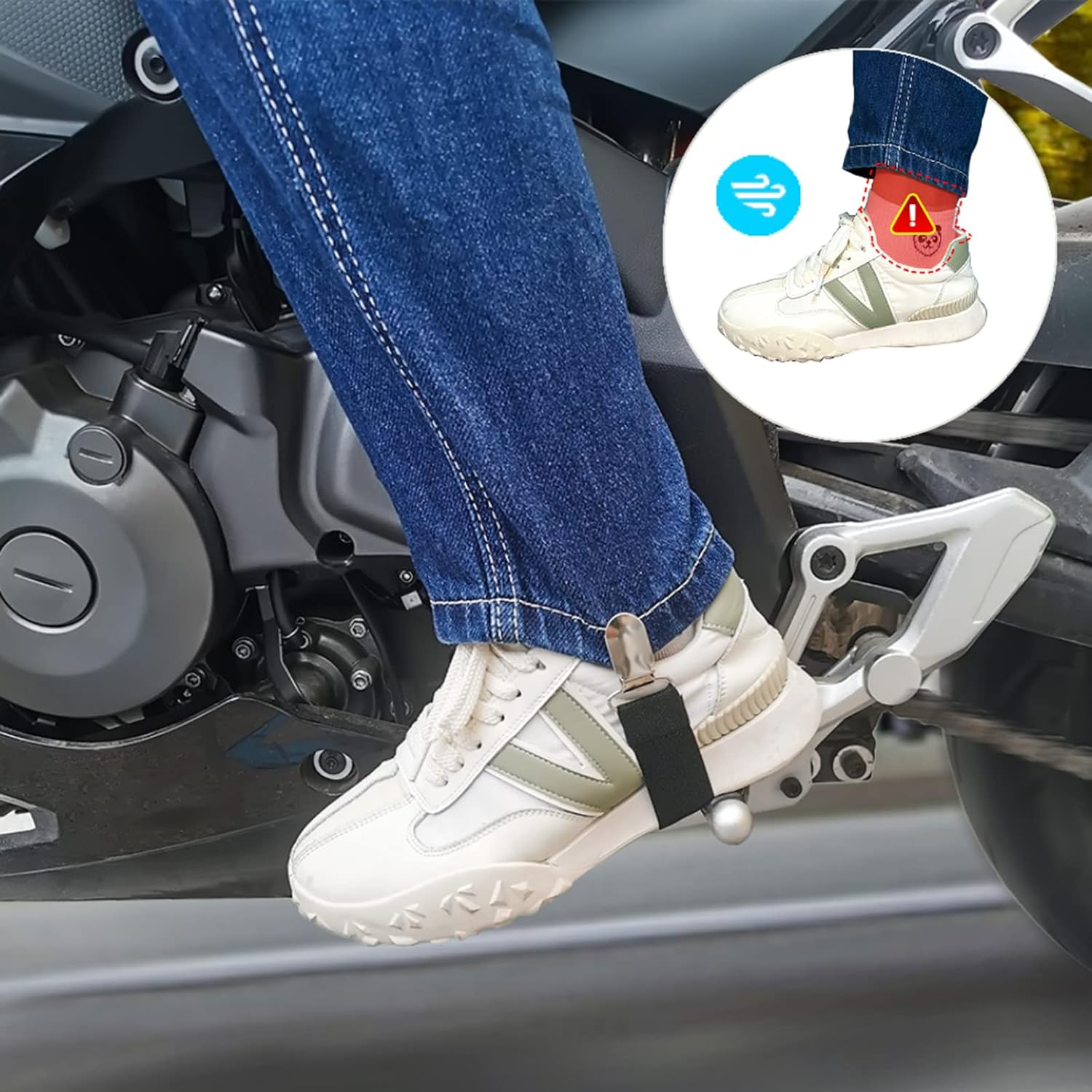 Motorcycle Pant Leg Clamps, Adjustable Boot Straps Clips Pant Stirrups Elastic Leg Straps for Women and Men Favors image number 3