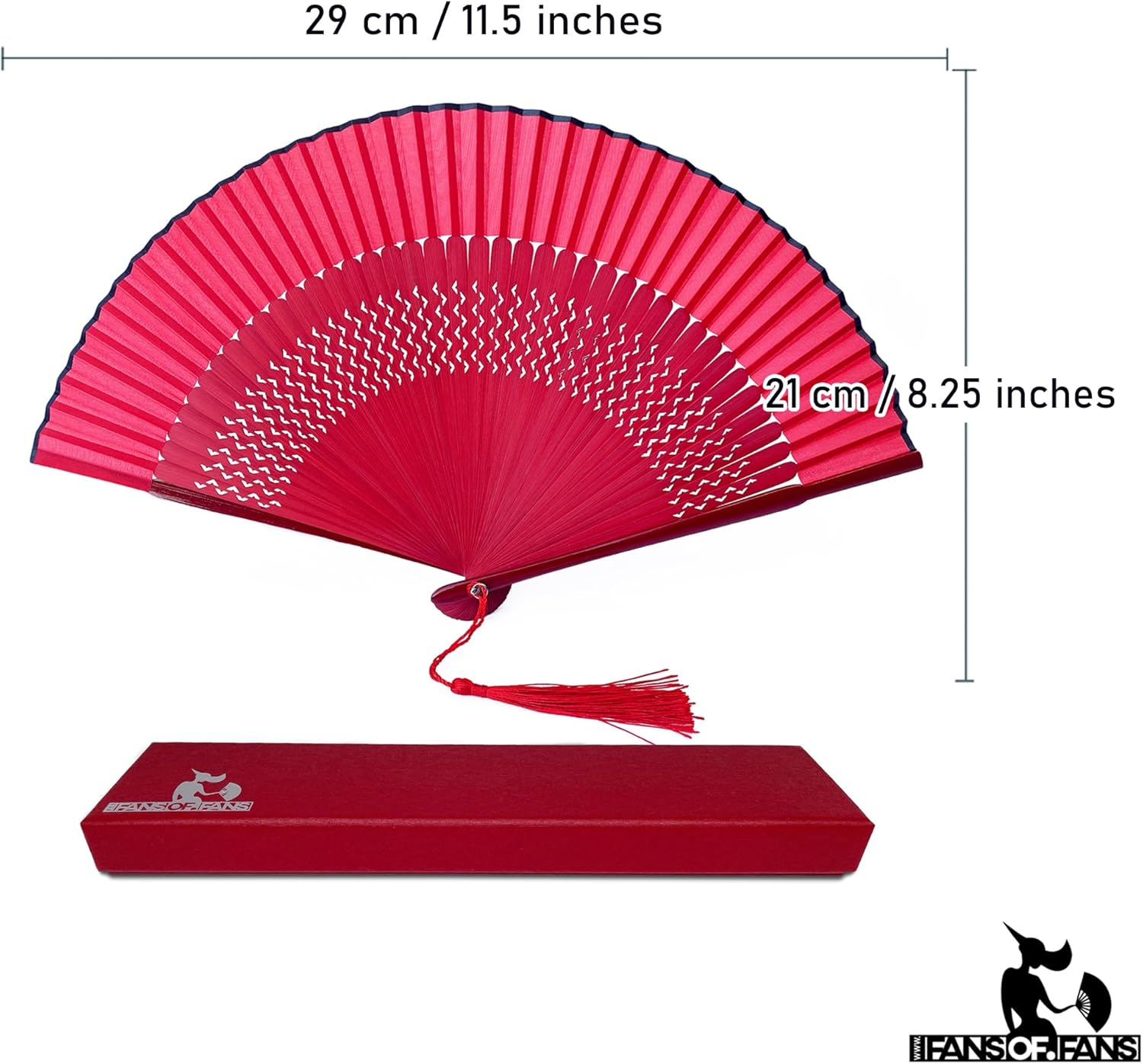 FANSOF.FANS Floral Red and Black Chinese Japanese Silk Fabric Handheld Folding Hand Fan with Pouch and Gift Box Grade a Bamboo Ribs for Women Girls Dance Birthday Wedding Favour Gift (Style 01) image number 2