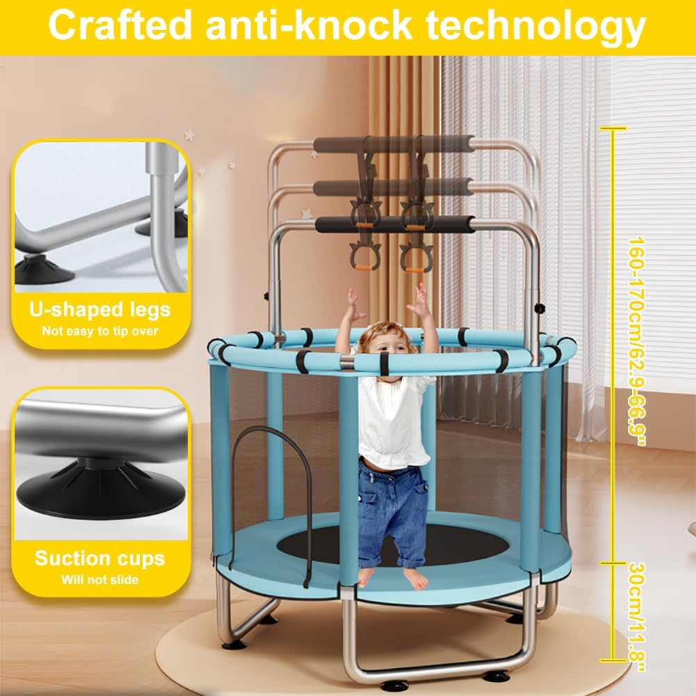 Childrens Trampoline Small Toddler Trampoline for Kids Toddlers 4.6 FT Indoor Outdoor with Safety Enclosure Net Birthday Gifts for Boy Girl Age image number 3
