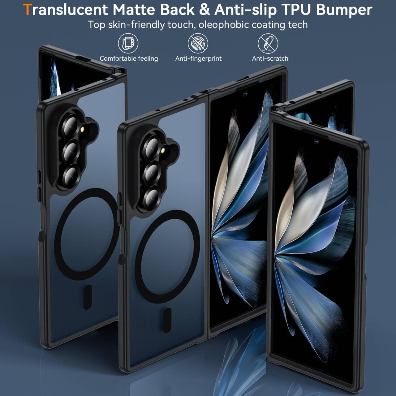 Case for Samsung Galaxy Fold 7: Magnetic Case for Samsung Galaxy Fold 7 (Compatible with Magsafe) - Anti-Yellowing Slim Thin Shockproof Hard PC with Camera Protection Phone Cover (Black) image number 5