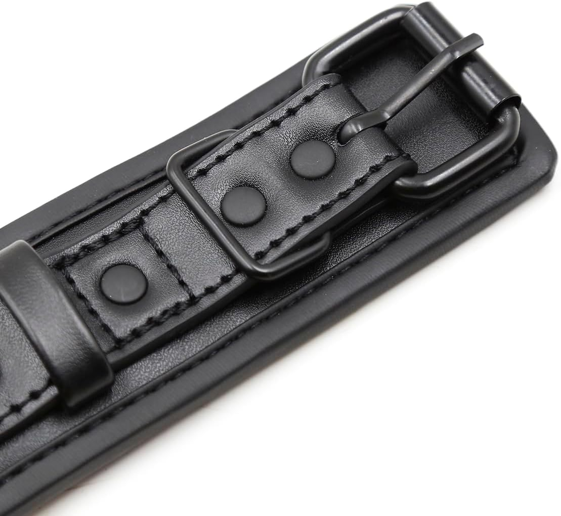 Padded Black Leather Bondage Cuffs for Sex Games - Women and Mens Sex Cuffs for Bondage Restraint - Leather Sex Toys BDSM Cuffs Bondage Handcuffs (Black/Pink) image number 3