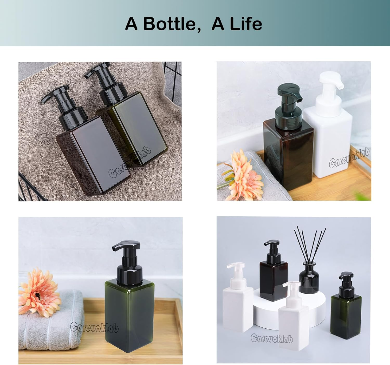 Careuoklab Foaming Soap Dispenser, 3 Pack 450Ml (15Oz) Refillable Pump Bottle for Liquid Soap, Body Wash, Shampoo image number 6