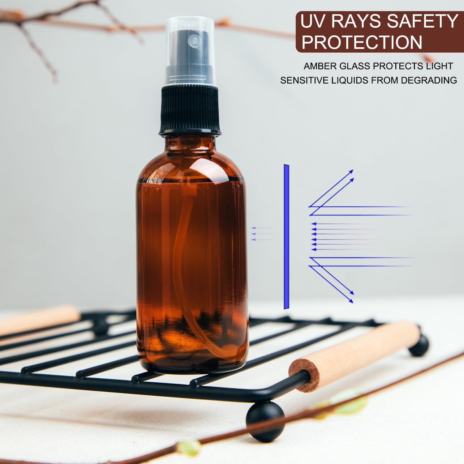 4 Oz Amber Glass Spray Bottles - Small Empty Fine Mist Spray Bottle for Essential Oil,Face - Mini Dark Spray Bottles With,Included 4 Sprinkler, 1Funnels,1 Droppers, 4 Labels image number 2