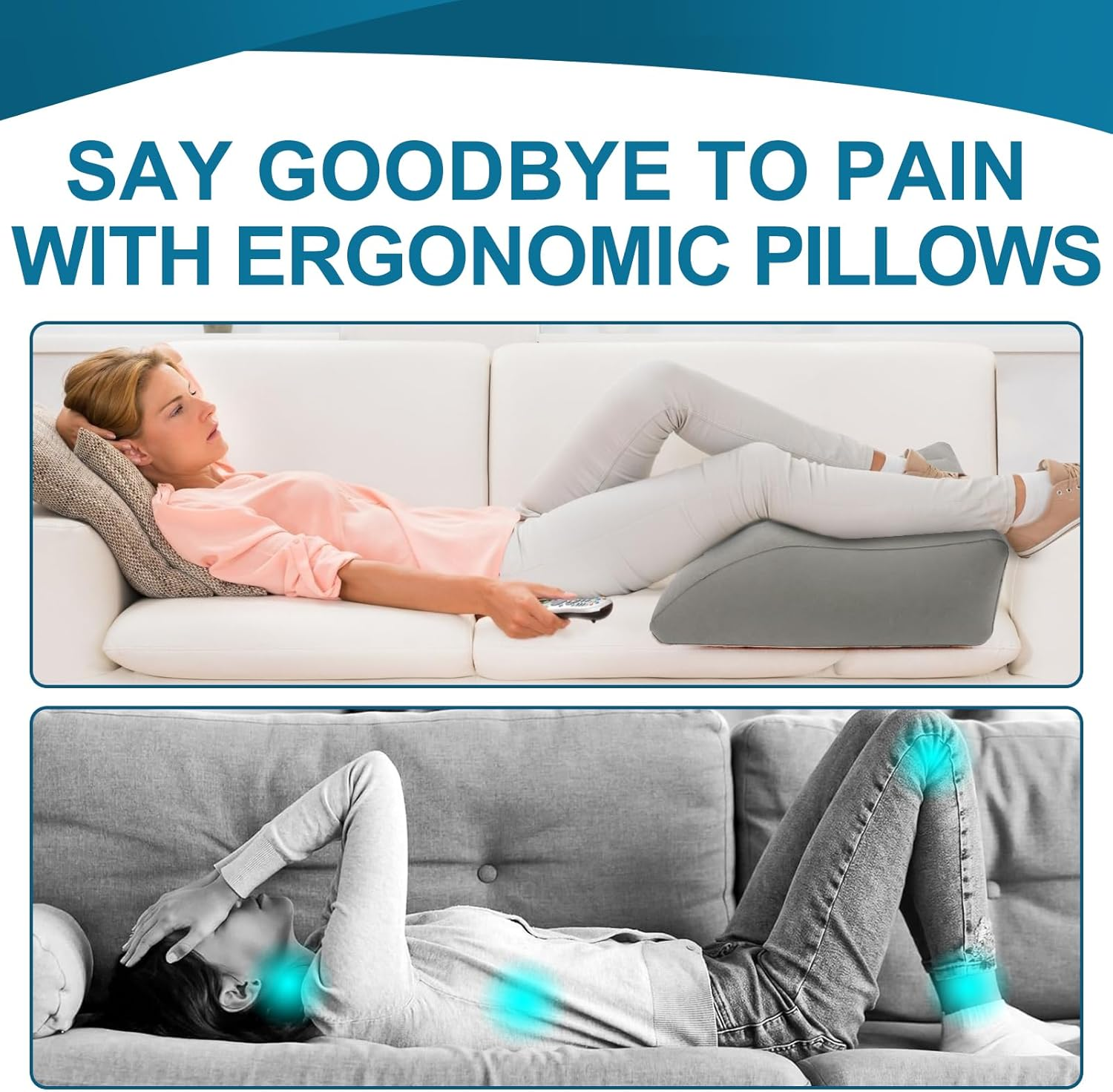 ZYODUOB Inflatable Leg Pillow, Wedge Pillow for Sleeping, Portable Wedge Pillow, Improve Circulataion and Reduce Swelling, for Sleeping, Recovery, Pregnant (Grey) - Grey image number 6