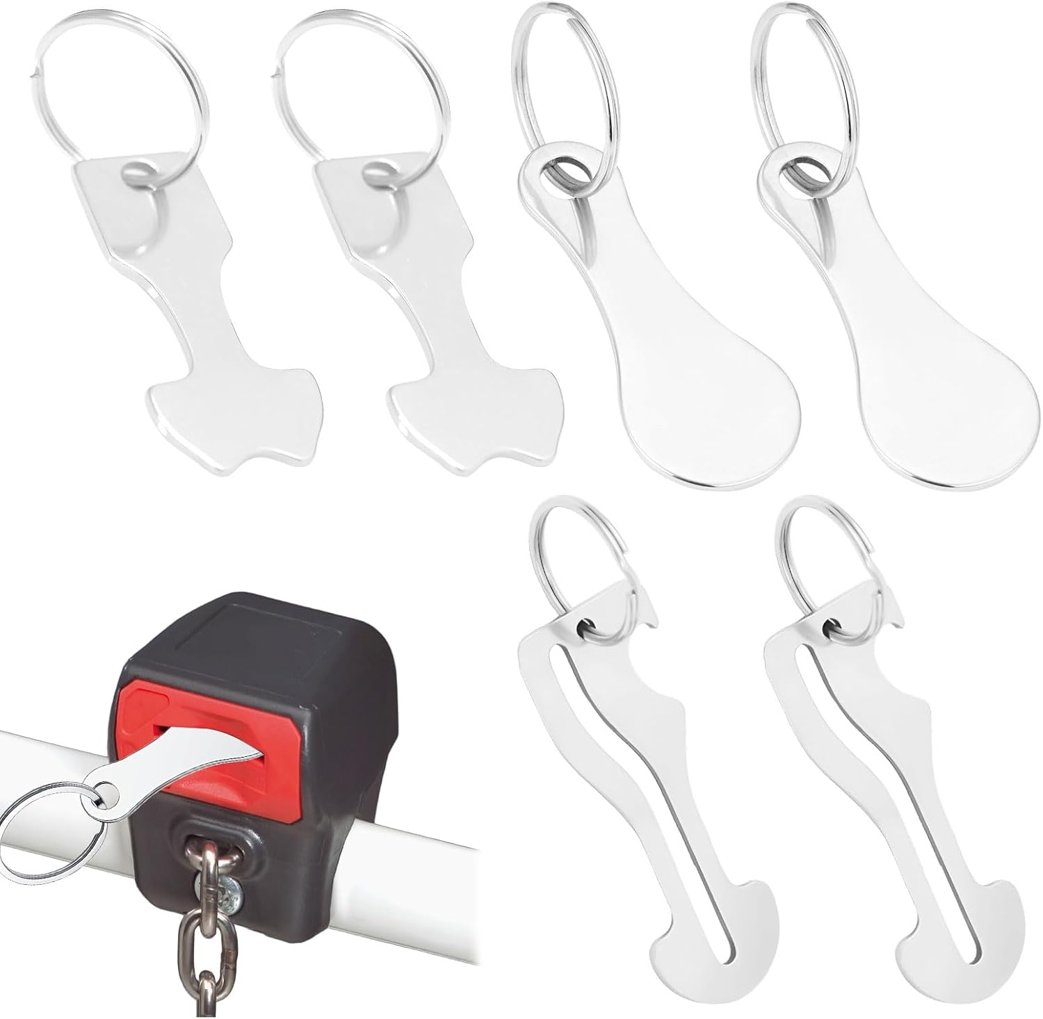 6 PCS Shopping Trolley Key Australia, Trolley Token, Shopping Trolleys Master Key, Stainless Steel Shopping Cart Remover for Supermarket Convenience Store Shopping Unlock Cart (3 Shapes) image number 2