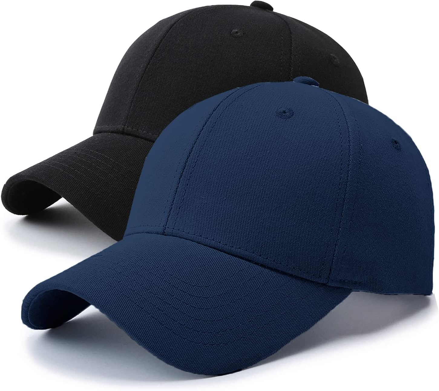 NPQQUAN Original Classic Low Profile Baseball Cap Golf Dad Hat Adjustable Cotton Hats Men Women Unconstructed Plain Cap - 2 Packs Black, 2 image number 5