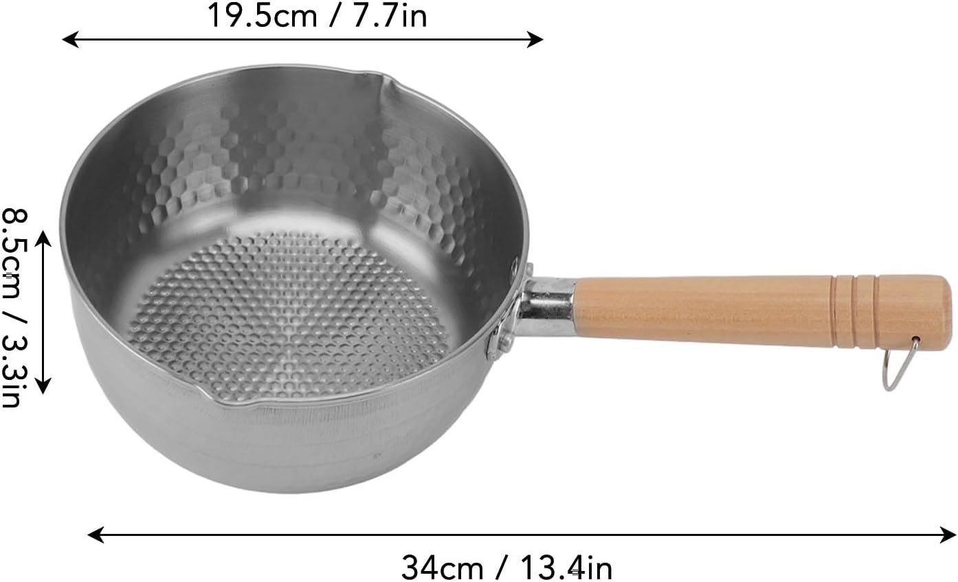 Sauce Pan, Non Stick Stainless Steel Saucepan with Wood Long Handle, Small Milk Pot Pan, Compatible for All Stove Top (18Cm) image number 5