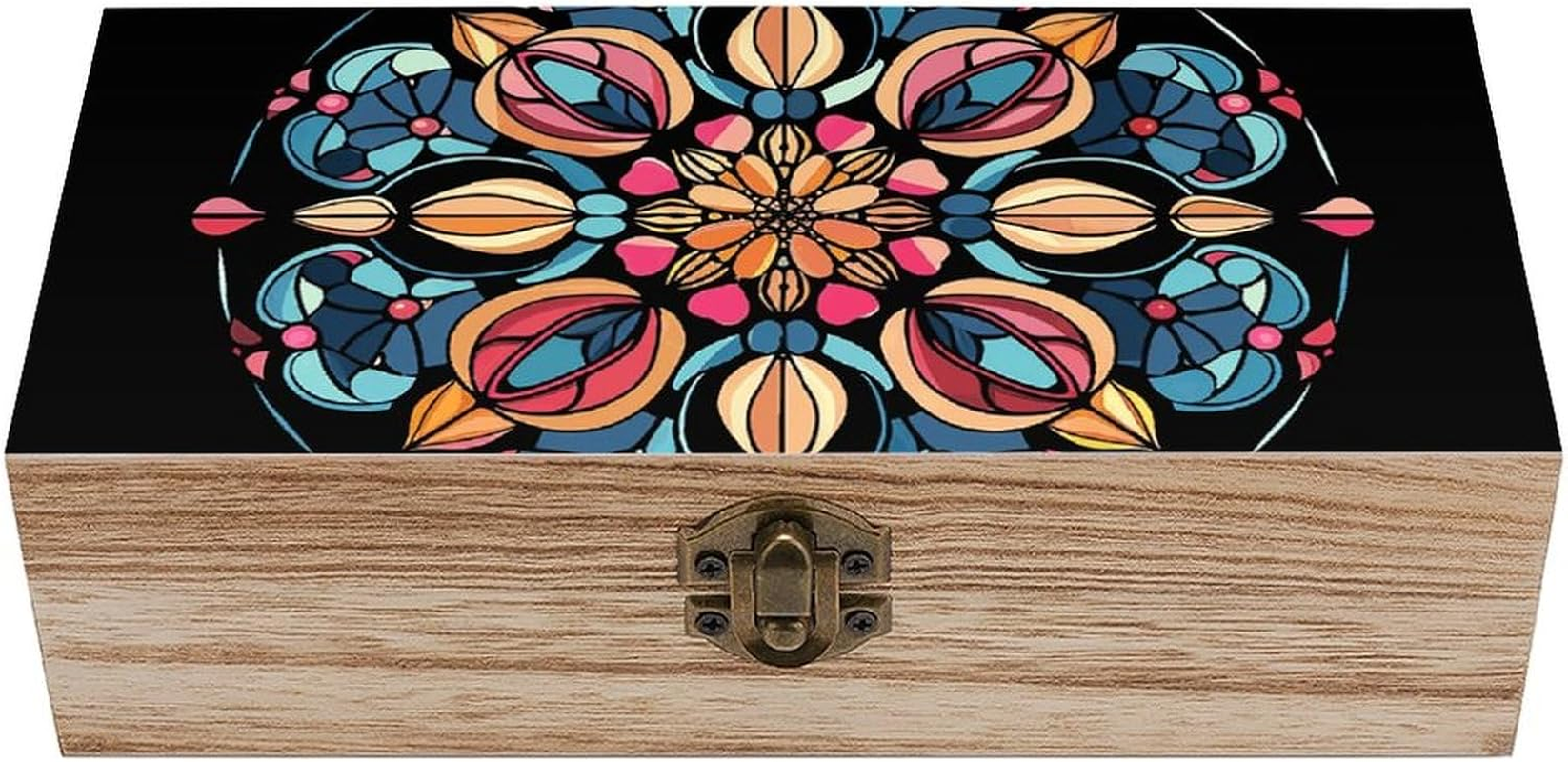 Art Deco Glass Wooden Box Wood Wedding Keepsake Boxes with Lids Small Decorative Boxes Lightweight Wooden Memory Storage Box for Crafts Keepsakes Jewelry Photo Letter Storage image number 4