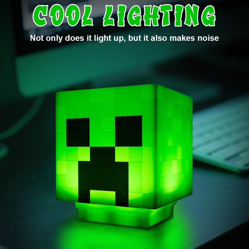 Creeper Lamp, Creeper Light, 3D Lamp with Zombie Sounds, Creeper Icon Lamp, LED Creeper Lamps, Creeper Light for Gift Idea Table Lamp Bedroom Decoration Toy [Energy Class A] image number 1