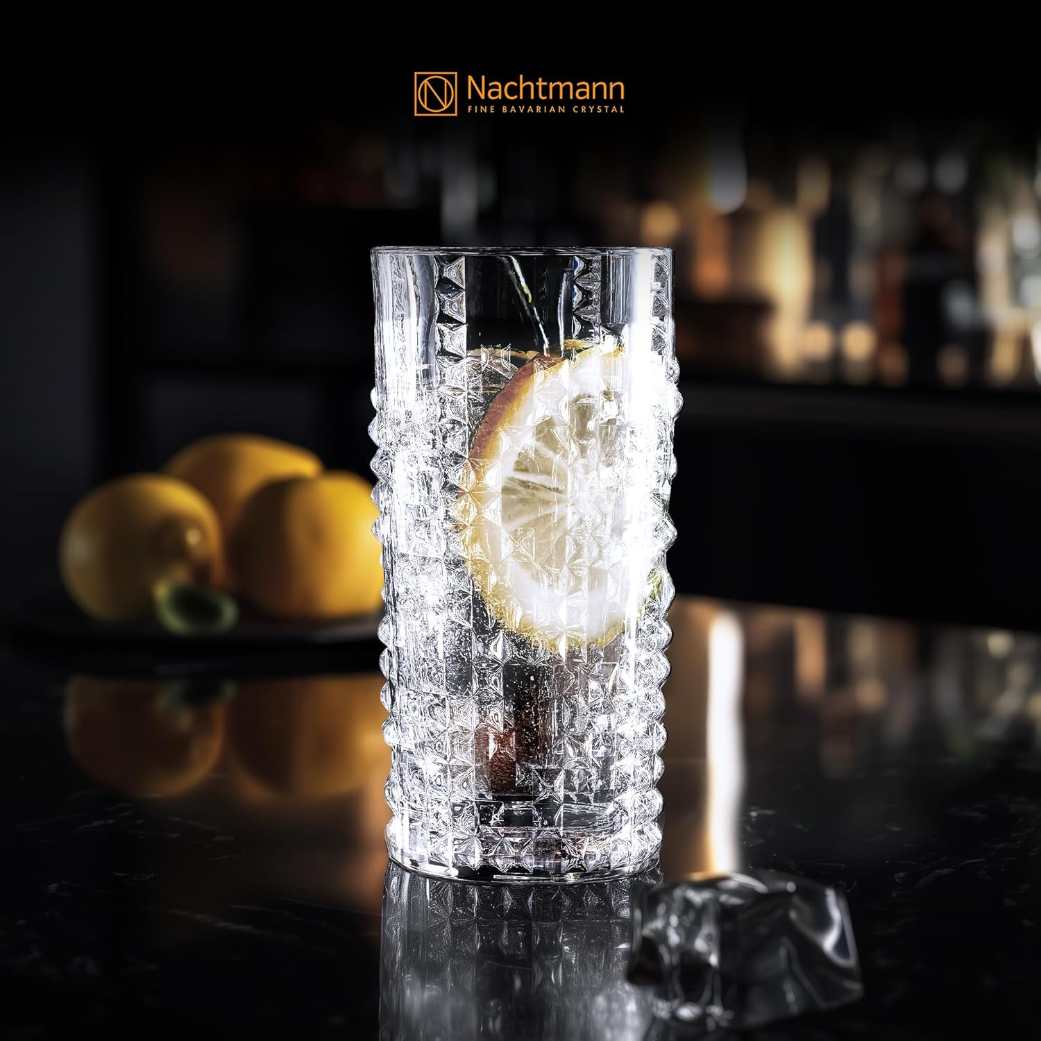 Nachtmann Punk Long Drink Glass, Clear &ndash; Bold Crystal Barware with Stud-Inspired Design &ndash; Tall Shape Enhances Effervescence & Ice Space &ndash; 375 Ml Capacity (Pack of 4) image number 6