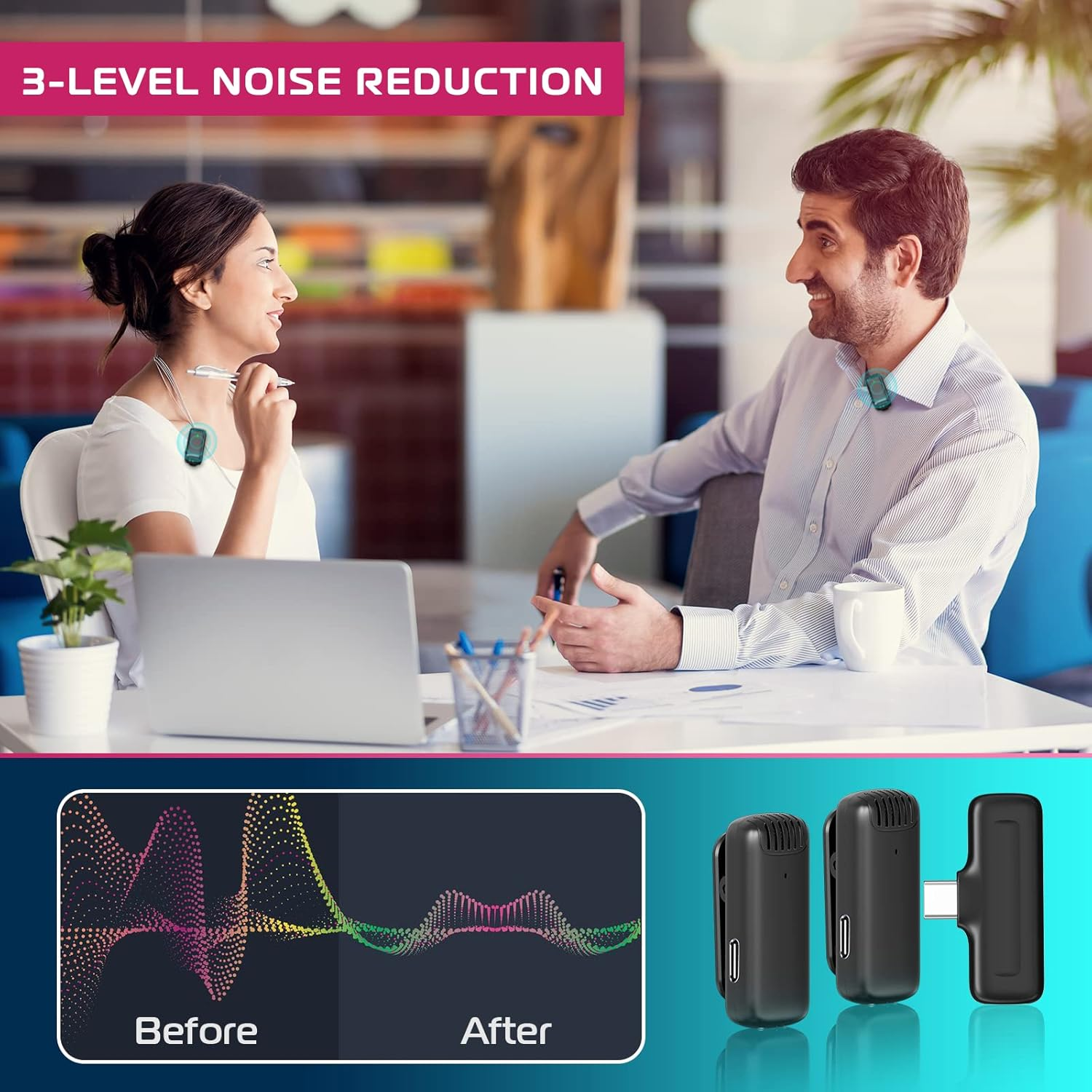 ULANZI J12 Wireless Lavalier Microphone for Typec Phone Iphone15 Iphone16, 2-In-1 Plug-Play Mic with Charging Case for Phone Video Recording Interview Youtubers Vloggers, 65Ft Transmission Range