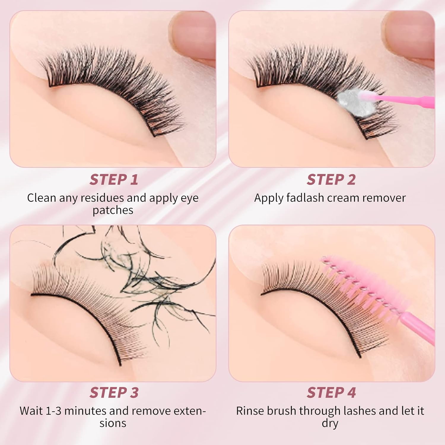 Eyelash Extension Remover Lash Glue Remover 10G Lash Extension Remover Dissolves Powerful for Lash Extensions Low Irritation for Sensitive Skin(Rose) image number 6
