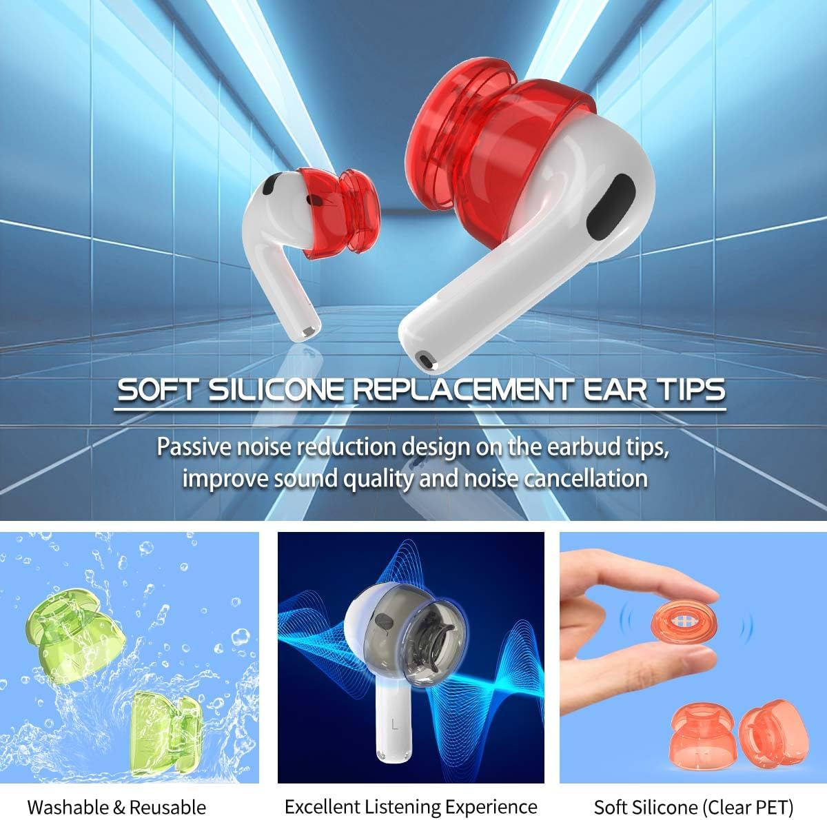 [5 Pairs] Ear Tips Cover for Airpods 4 Earbuds (2024), Soft Silicone Earbuds Cover Airpods 4 Accessories Compatible with Airpods 4Th Generation Earbuds [Not Fit in Charging Case] - 5 Color image number 5