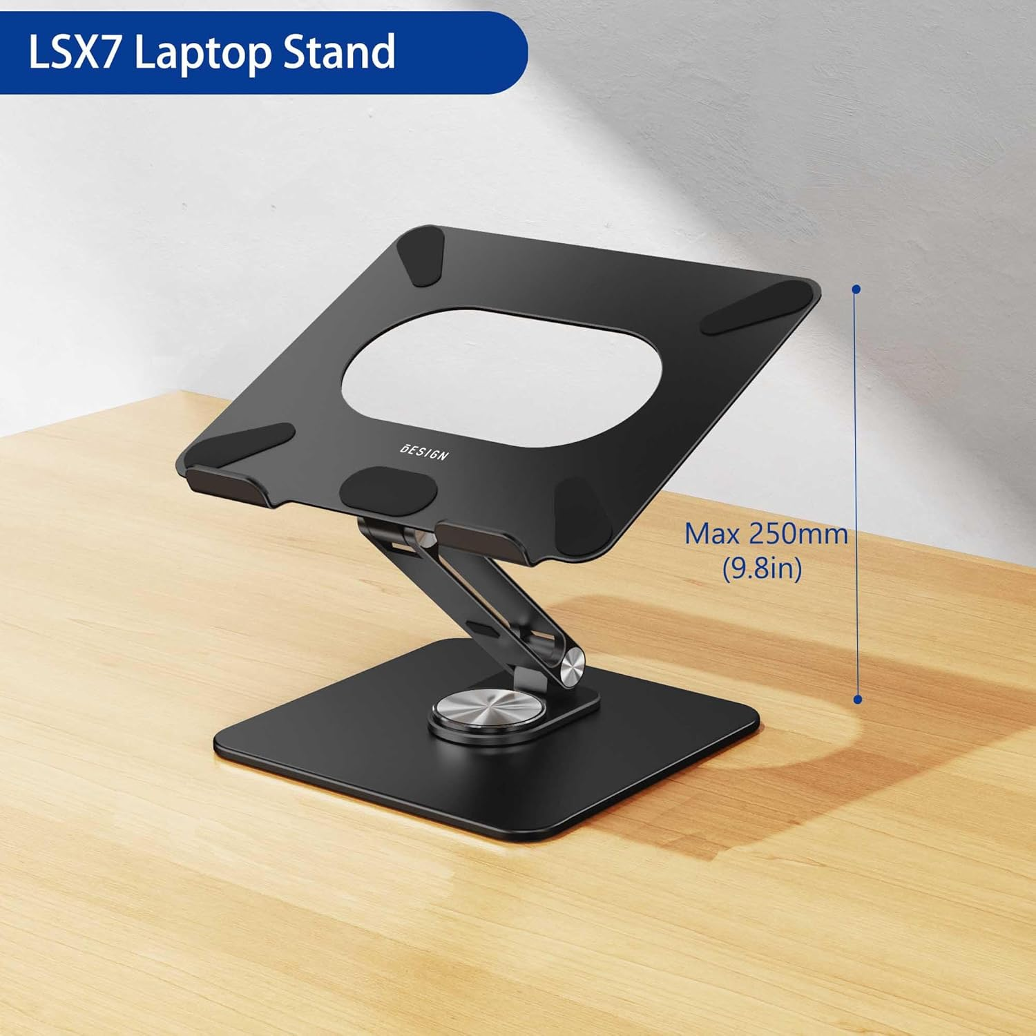 BESIGN LSX7 Laptop Stand with 360&deg; Rotating Base, Ergonomic Adjustable Notebook Stand, Riser Holder Computer Stand Compatible with Air, Pro, Dell, HP, Lenovo More 10-15.6" Laptops (Black) image number 3