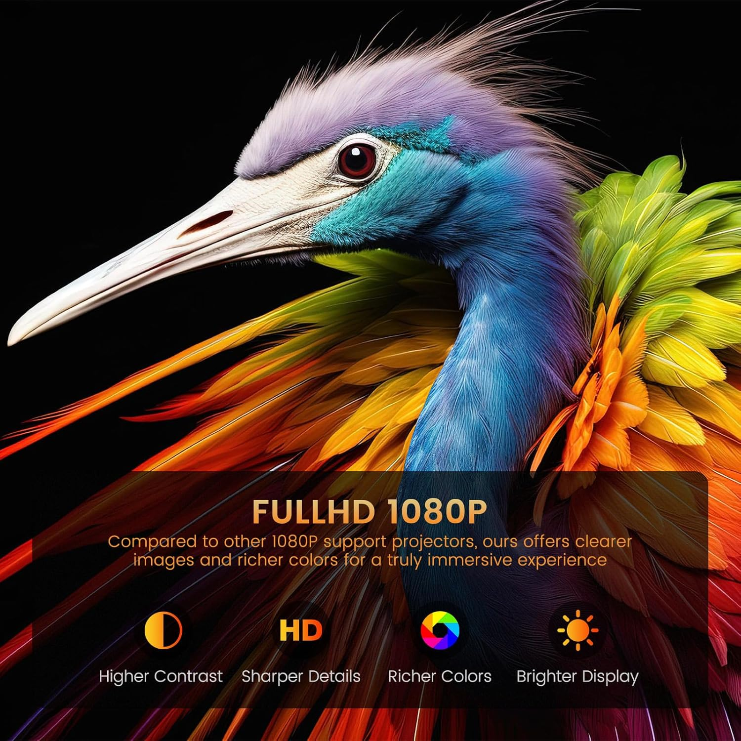 Mini Projector, HY300 PRO Portable Projector, Smart Projector Support 4K 1080P with Dual-Band WIFI6 5G Wireless 5.4 Bluetooth, 200 ANSI, Auto Keystone Correction, 35"-130" Screen Video Projector image number 4