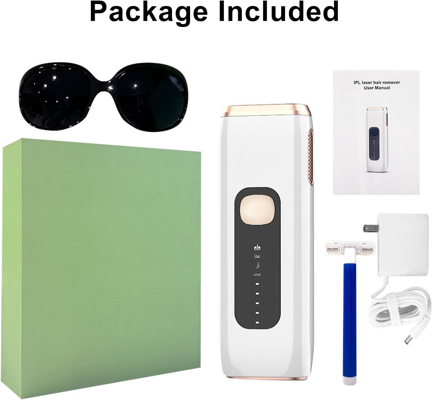 Oolong IPL Laser Hair Removal Device with Ice Cooling Care Function,Level 5, 2 Modes,Used for Facial, Leg, and Arm Bikini Line Throughout the Body IPL Hair Removal(White) image number 2