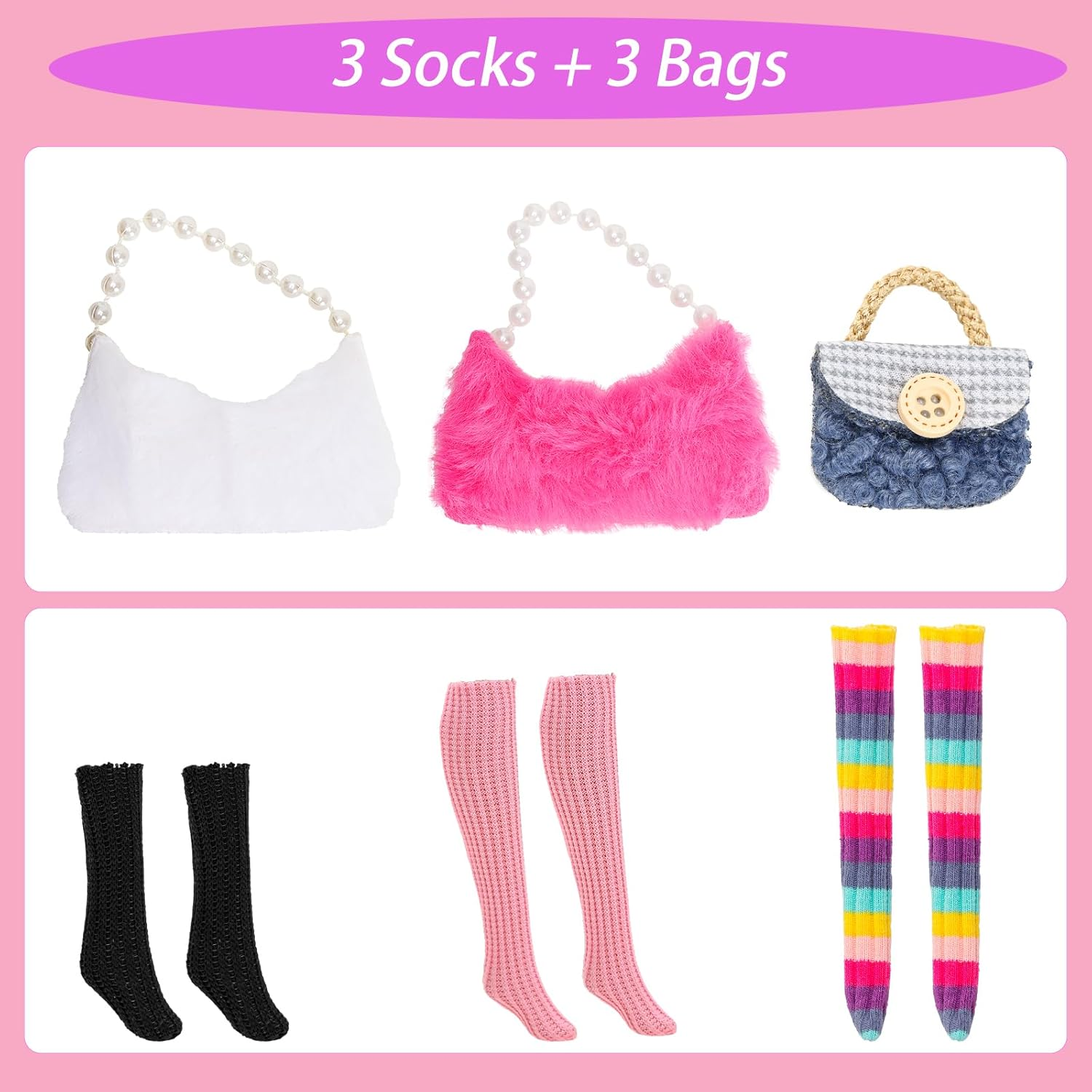 9 Doll Clothes Outfits 3 Fashion Plush Party Dresses Winter Clothes Coat Jacket 3 Handbag 3 Socks for 11.5 Inch Doll image number 1