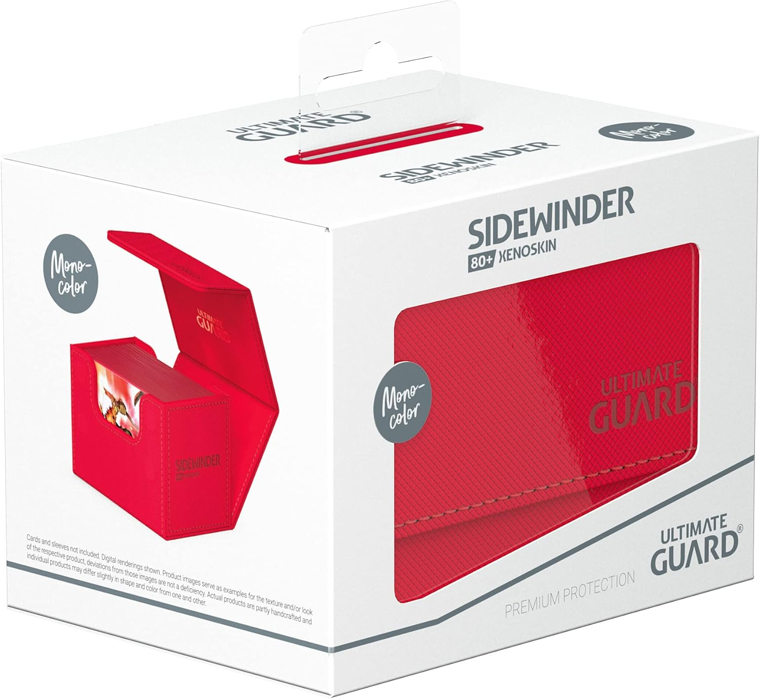 Ultimate Guard Sidewinder 80+ Xenoskin Monocolor Deck Box, Red - Green image number 7