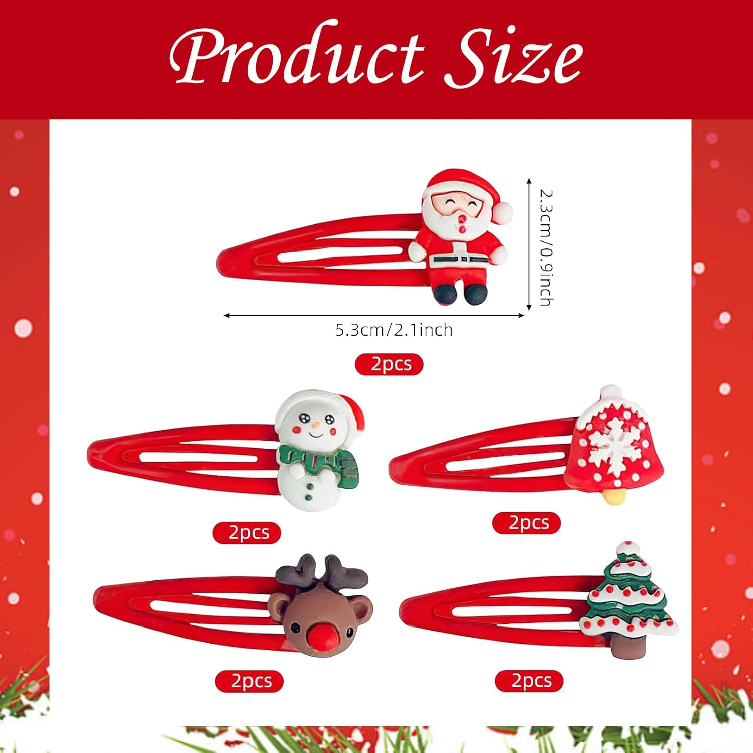 Pack of 10 Hair Clips Girls Christmas Hair Accessories Hair Clip Children Christmas with Christmas Tree Santa Antlers Hair Accessories for Children Girls Women Ladies Gifts image number 3