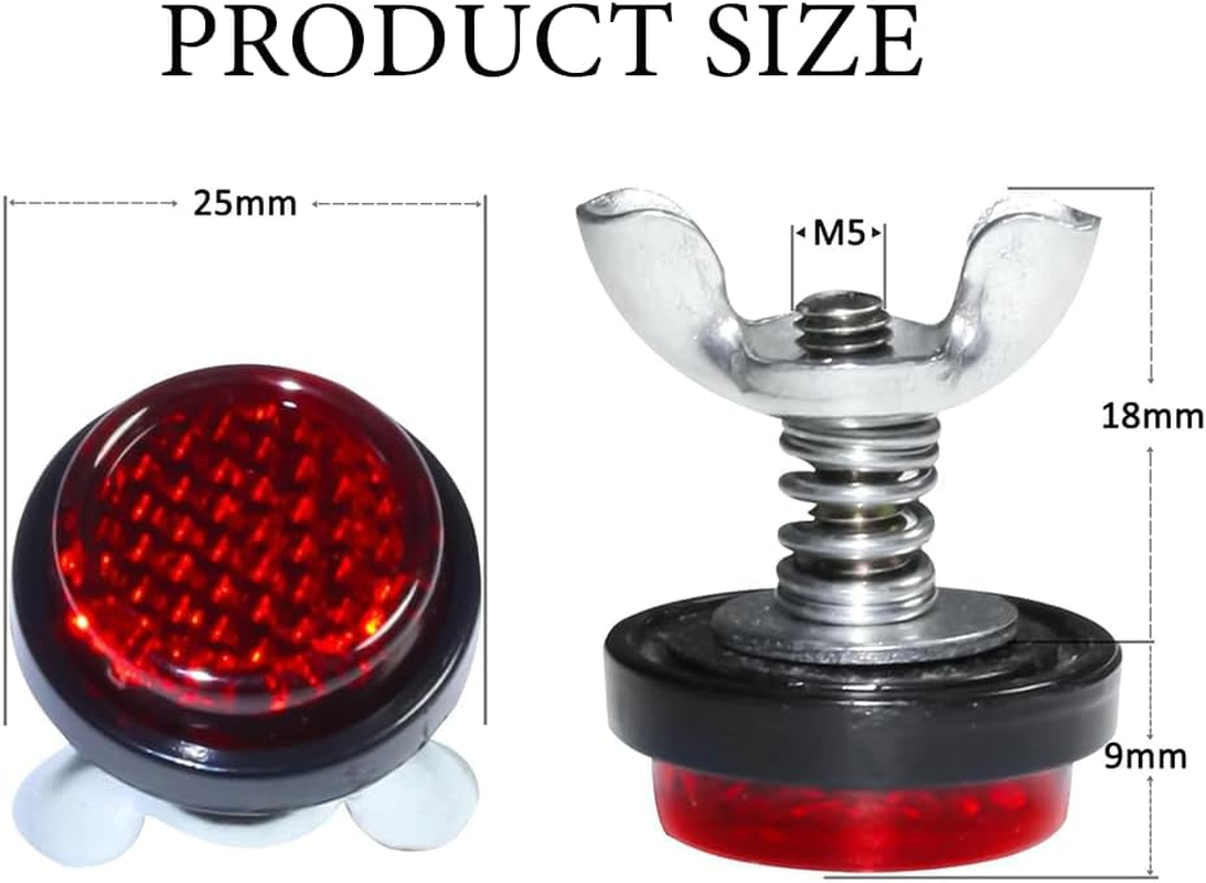6 PCS Red Reflectors,Motorcycle License Plate Bolts and Nuts,Mini Decorative M5 Screw Tag Bolt,Round Reflective,For Bike, Motobikes, Trailers, Trucks, Boats, Suv'S, Rv'S image number 3