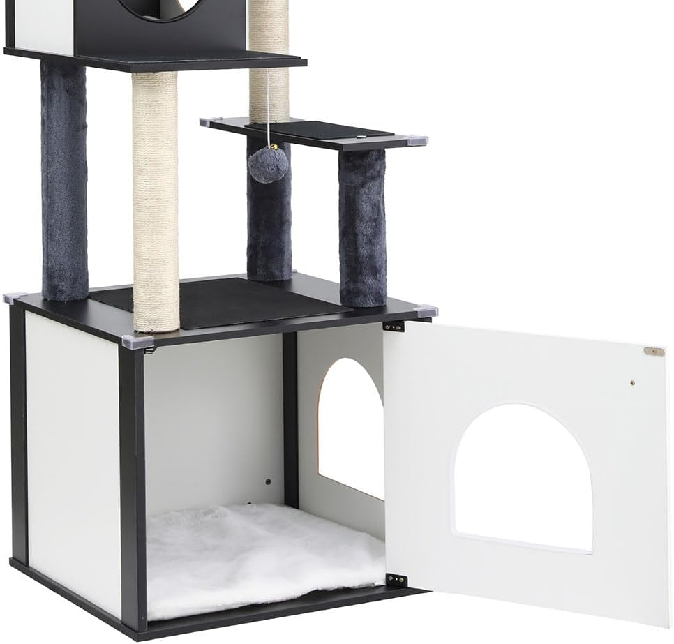 I.Pet Cat Tree Tower Scratching Post Scratcher 144Cm Wood Bed Condo House