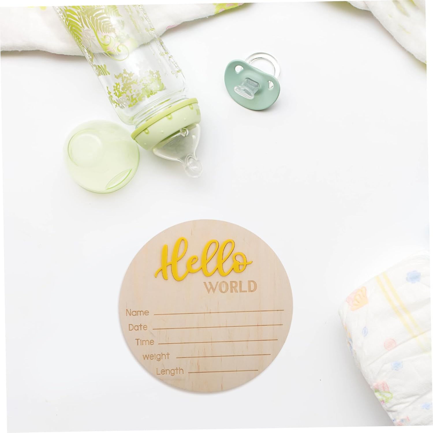 4Pcs Wooden Birth Announcement Sign Newborn Shower Welcome Sign Card Prop for Nursery Boy Girl image number 6