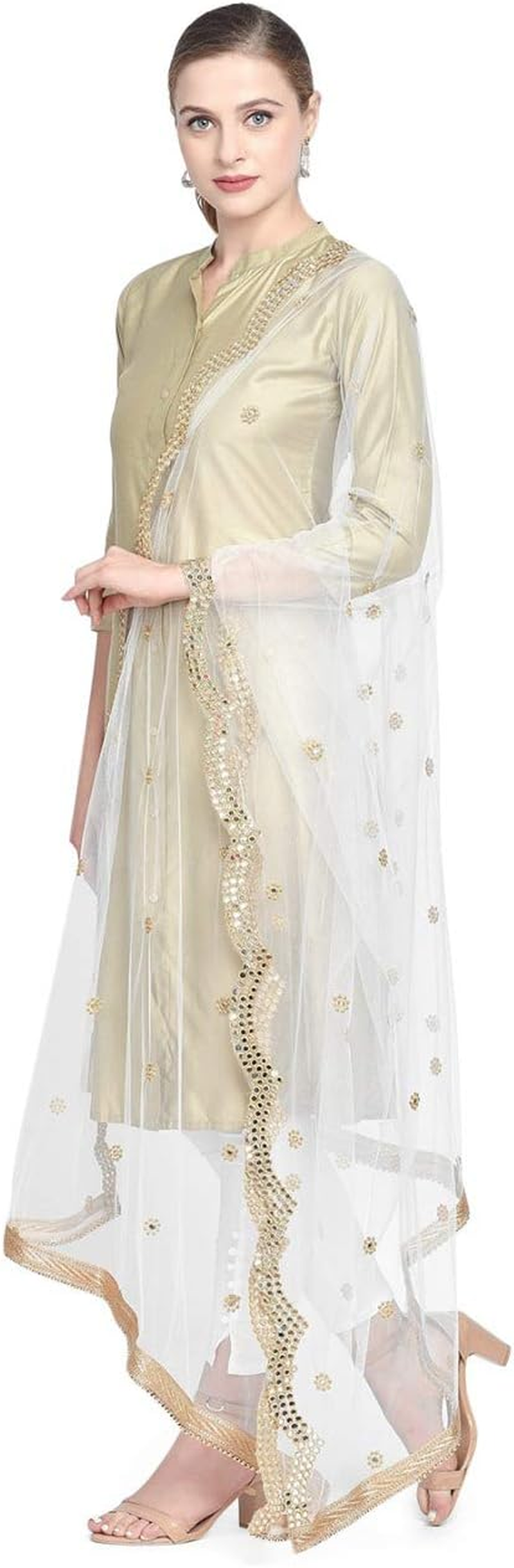 Dupatta Bazaar Women Gold Cotton Silk Dupatta image number 4