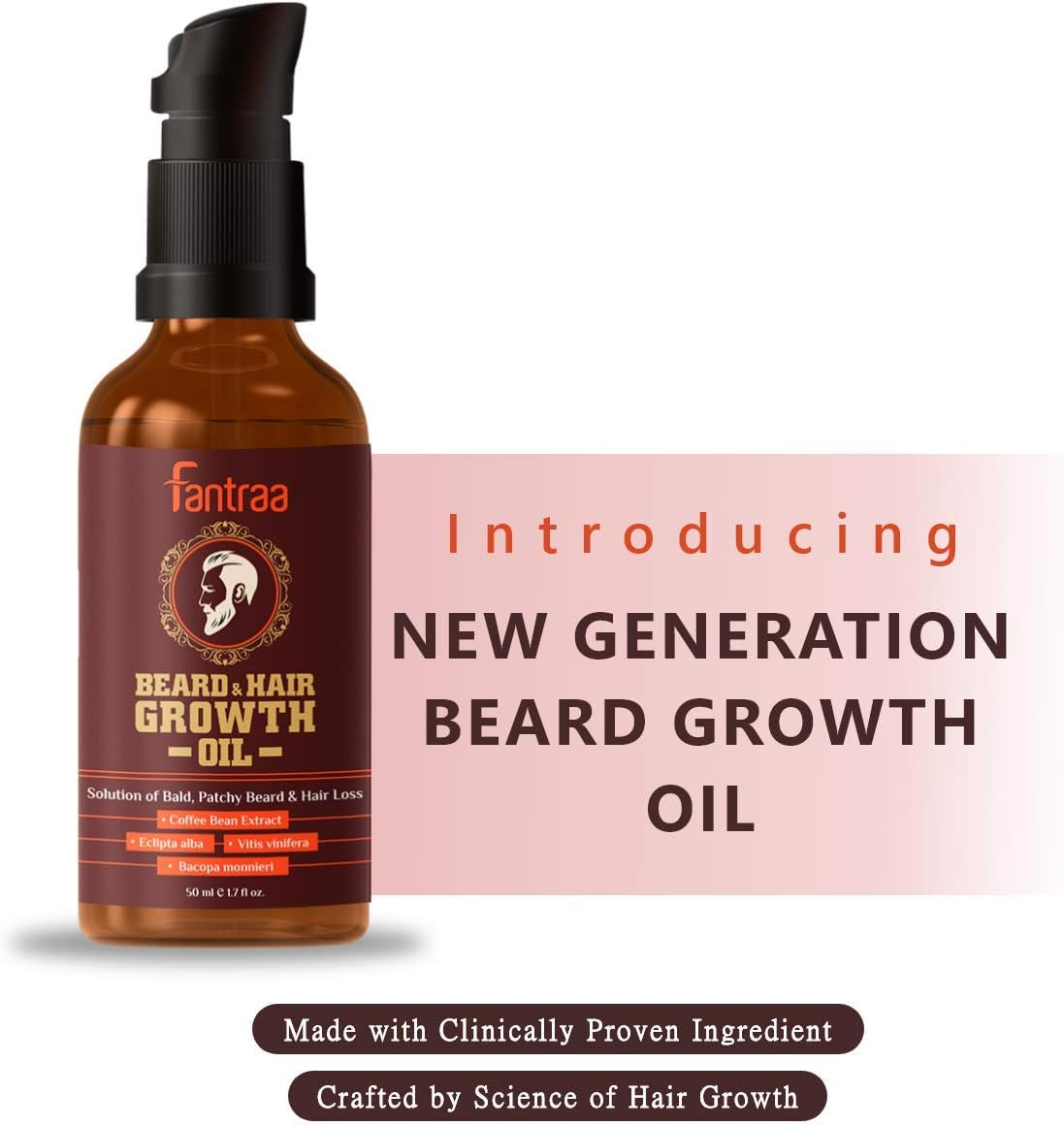 Fantraa Beard and Hair Growth Oil for Men - 50 Ml - More Beard Growth with Coffee Bean Extract - 100% Natural image number 4