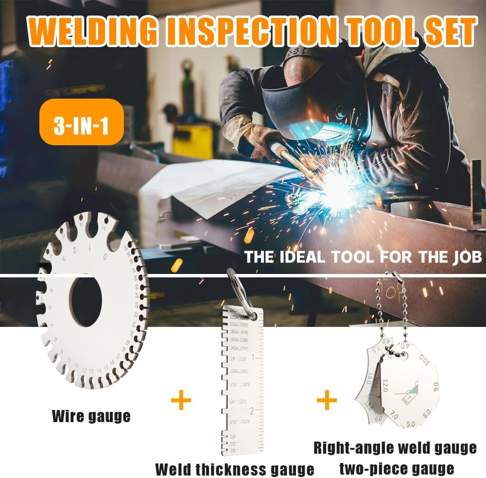 Yakamoz Stainless Steel Wire Gauge Measuring Tool, 3-In-1 Welding Inspection Tool Set (Wire Gauge + Weld Thickness Gauge + Fillet Weld Gauge) for Wire Welding image number 2