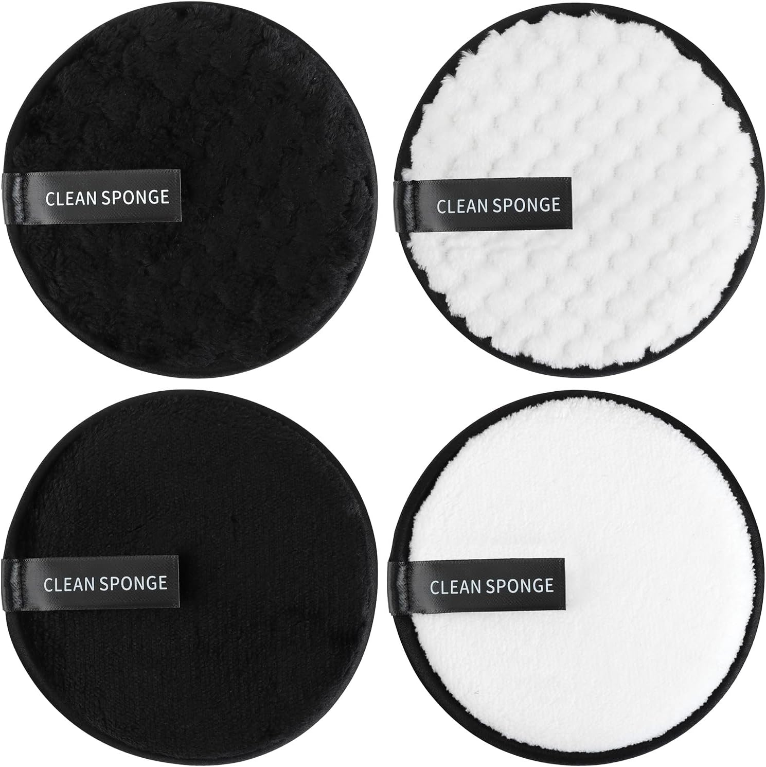 4 Pcs Reusable Makeup Remover Pads - 12Cm Eco-Friendly Microfiber Cleansing Cloths for All Skin Types - Gentle Makeup Eraser for Eye Makeup, Foundation & Lipstick (2 Colors & 2 Styles) image number 5