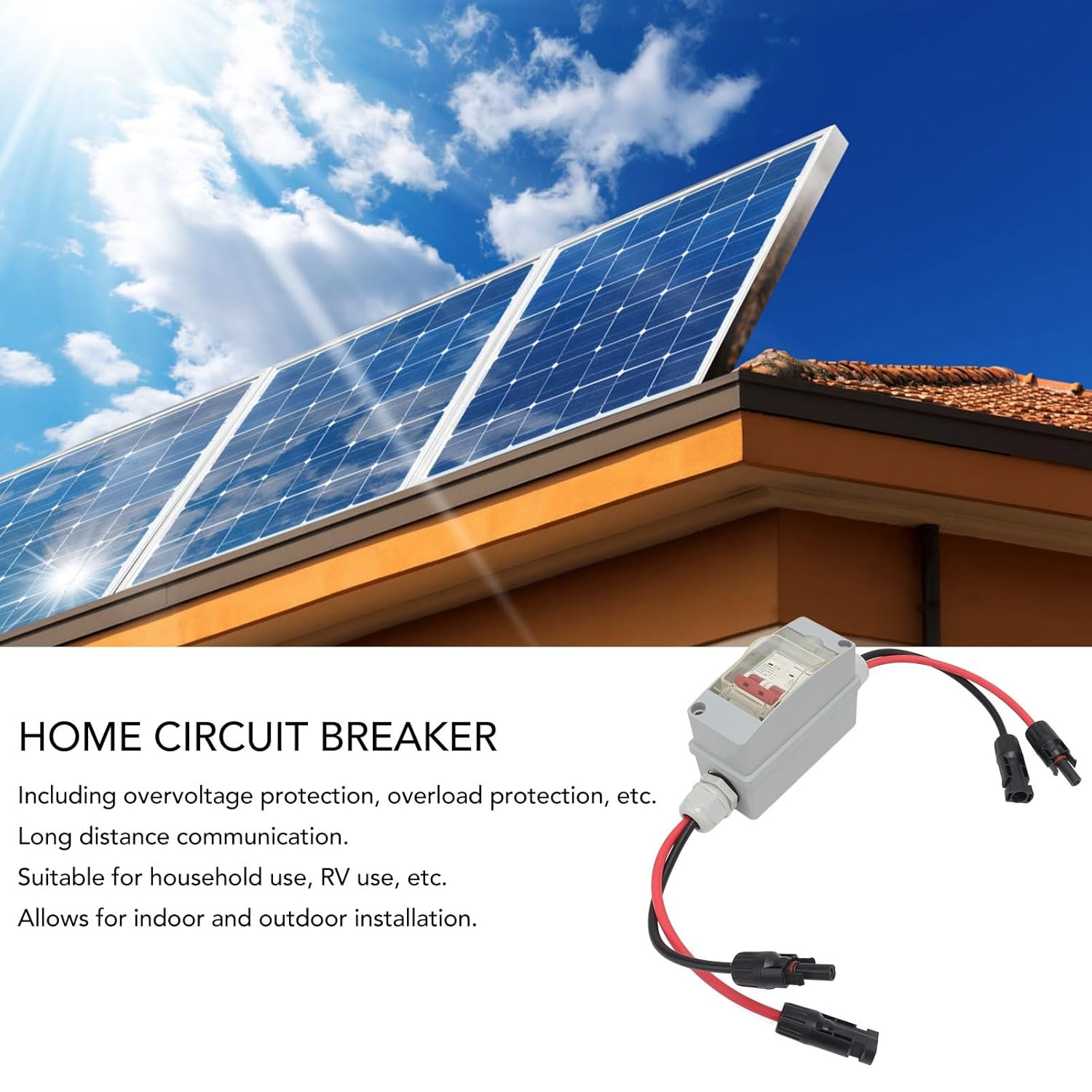 500V 32A MCB Solar Photovoltaic DC Combiner Box, Overvoltage and Protection Circuit Breaker with Transparent Cover IP65 Rated (With Cable and PV Connector) image number 4
