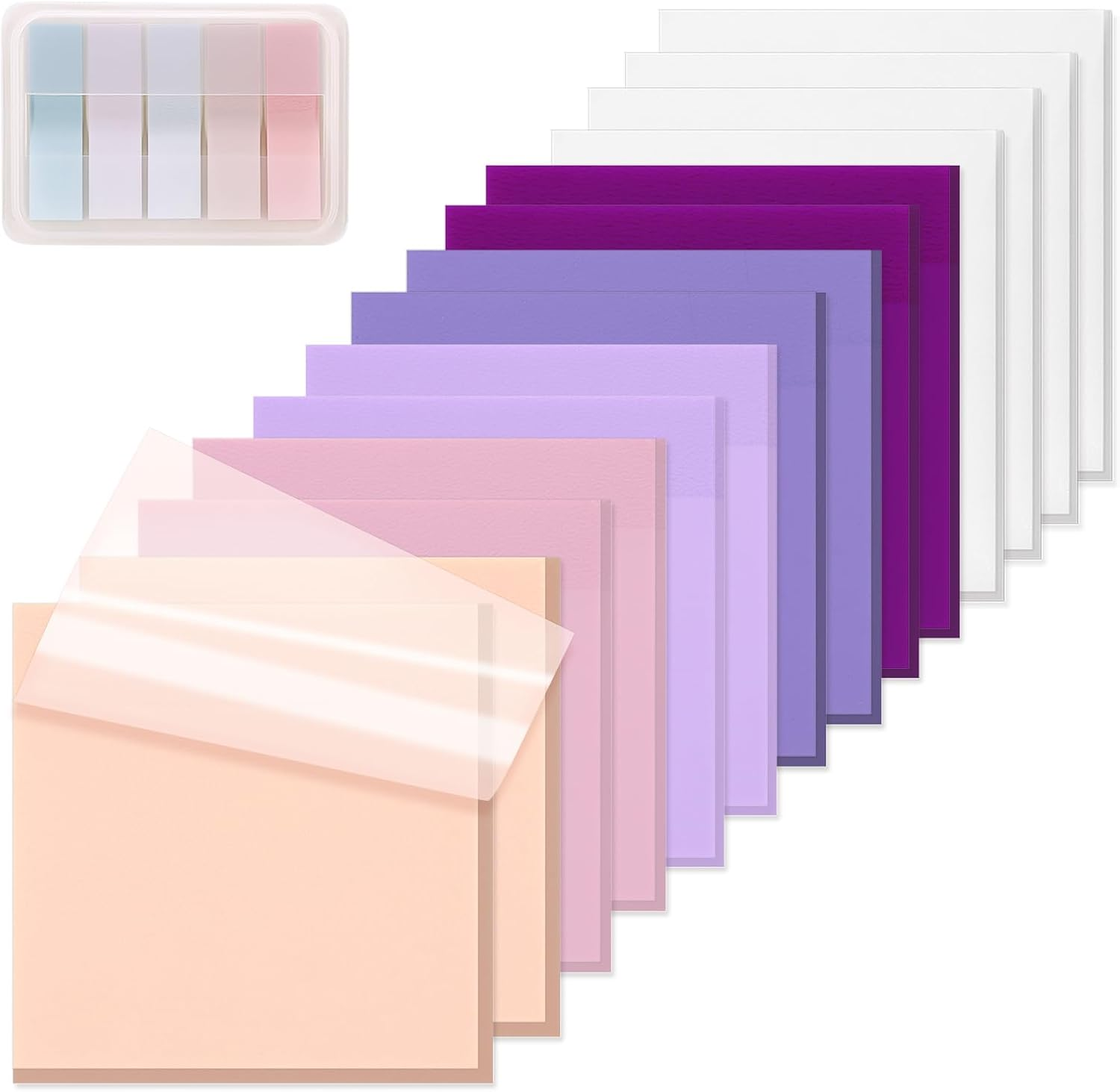 &lrm;SYMDROMIA Transparent Sticky Notes, 3"X3" Clear Post Translucent Sticky Notes with See through Self-Adhesive Sticky Pads for Office School College Supplies, 800 Sheets Lavender Purple image number 5