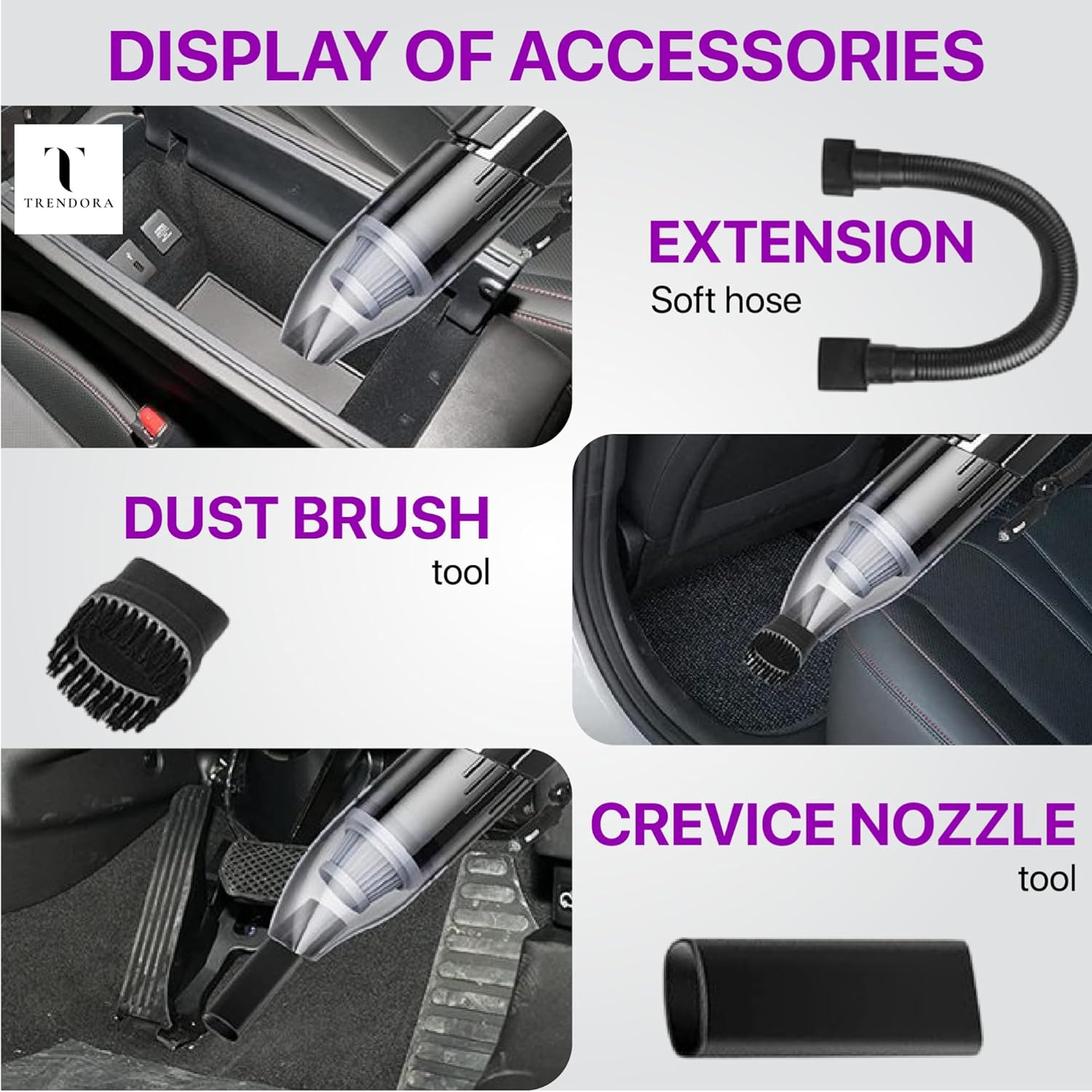 Car Vacuum Cleaner &ndash; Cordless Portable Handheld Vacuum with 120W Power | Dual 2000 Mah Rechargeable Batteries | USB Charging | 0.5L Dust Capacity | Lightweight 0.36Kg. image number 2