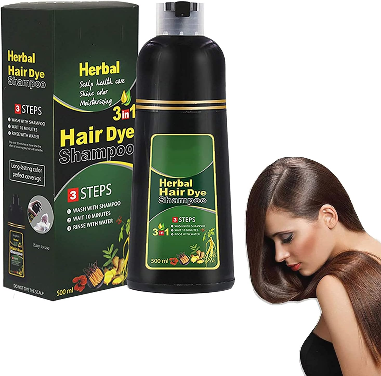 Herbal Hair Dye Shampoo 3 in 1, 10 Mins Herbal Hair Darkening Shampoo, Multi-Color Hair Dye for Men and Women, Regain Youth for Your Hair image number 6