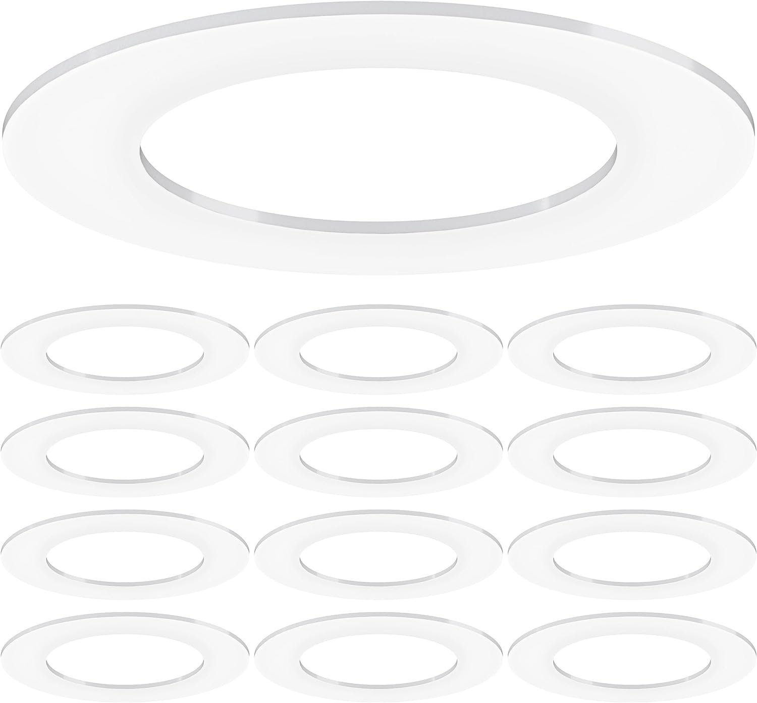 Sunco 12 Pack Goof Rings for 4 Inch Recessed Lights White Can Light Goof Trim Ring, Outer Diameter 6.7-Inch, Inner Diameter 4.25-Inch, Durable Plastic Design, Matte Finish, Flush Mount image number 1