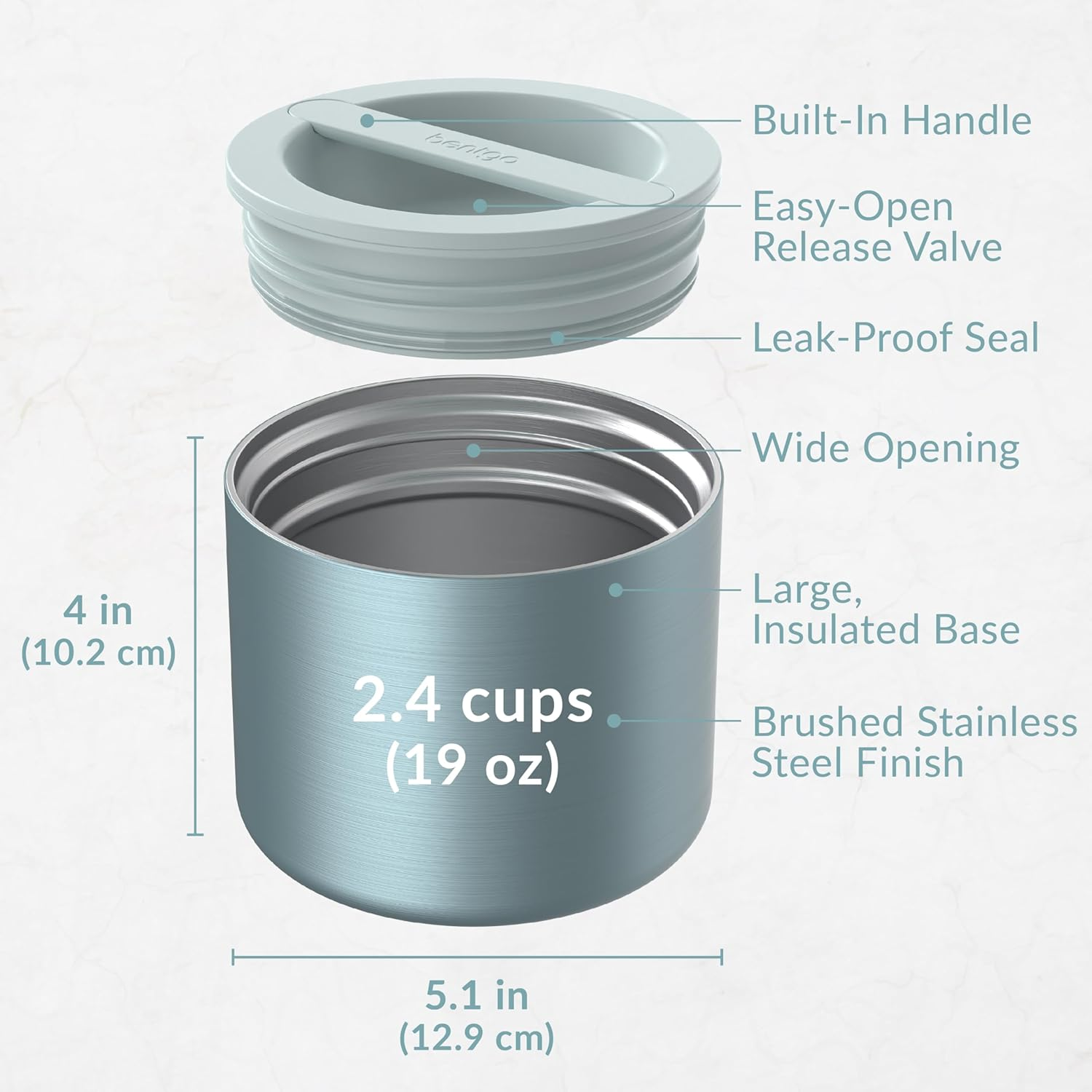 Bentgo Stainless Steel Insulated Food Container 560Ml - Aqua image number 5