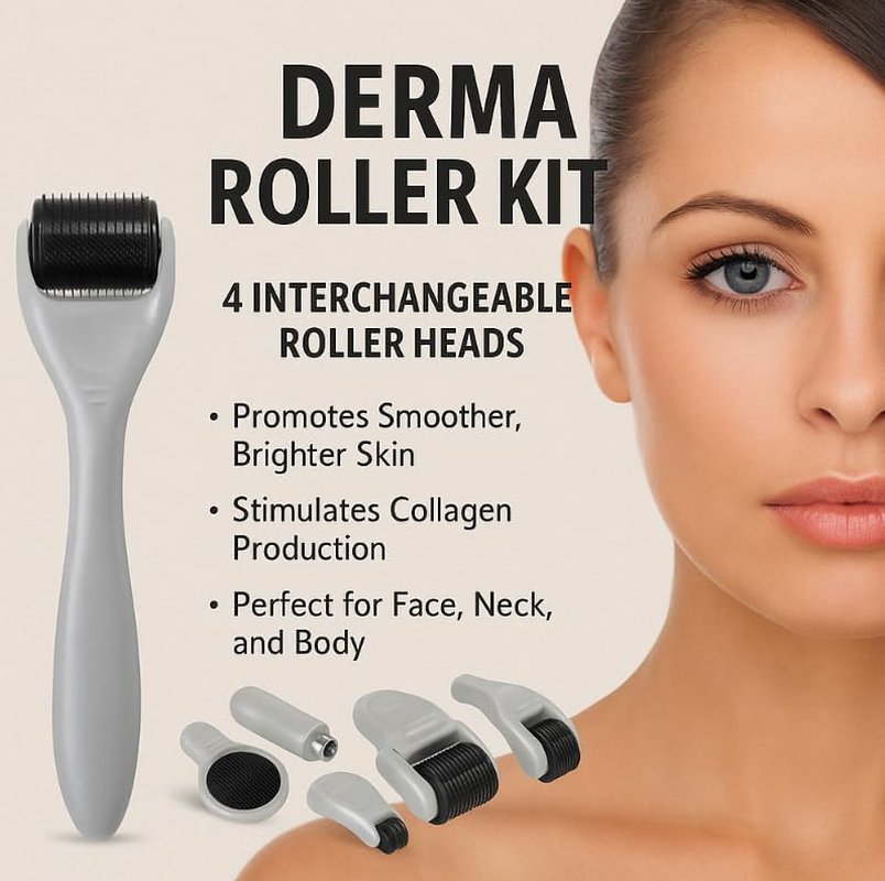 ICB Retail 6 in 1 Derma Roller Set, Black with Grey Color | image number 3