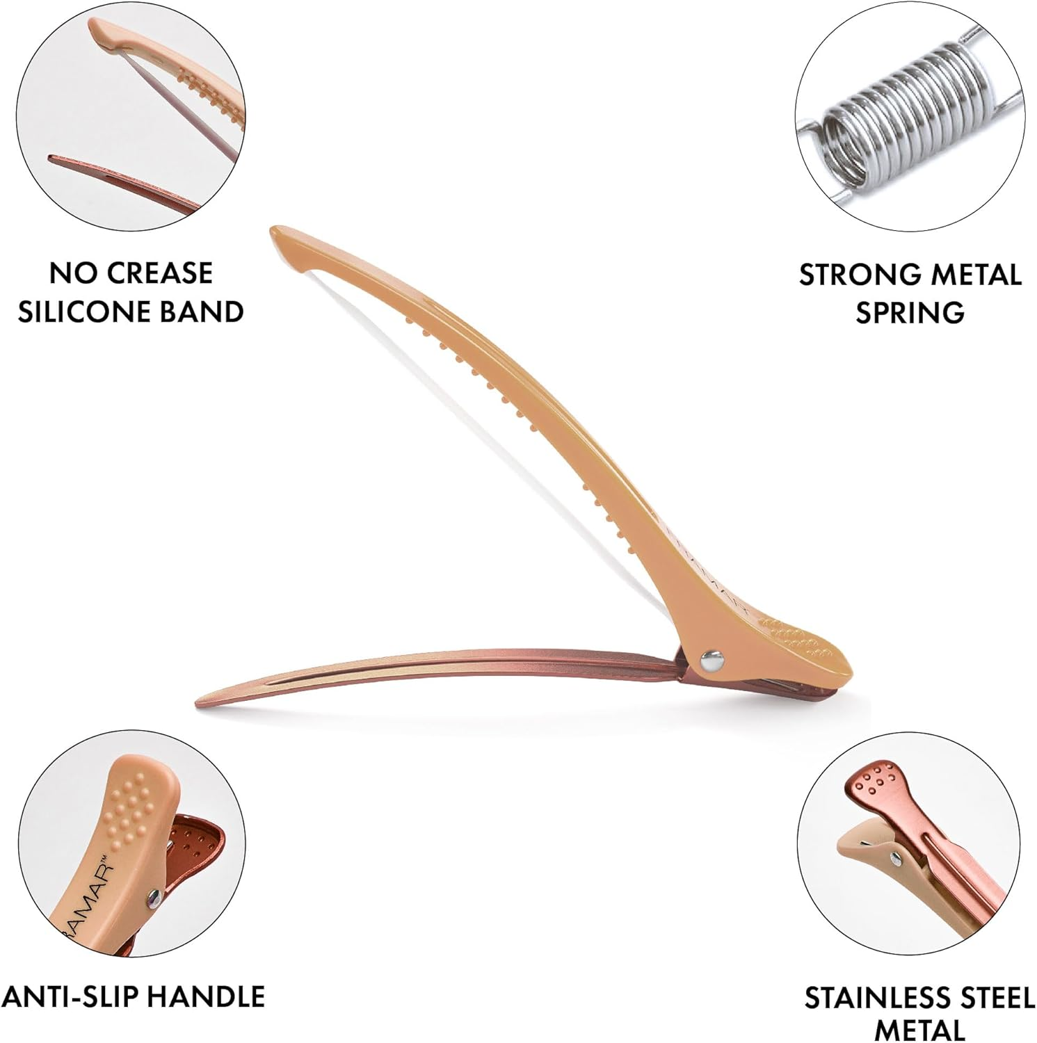 FRAMAR Neutral Sectioning Hair Clips &ndash; 10-Pack No Crease Hair Clips for Styling & Sectioning for Girls - Neutral image number 2