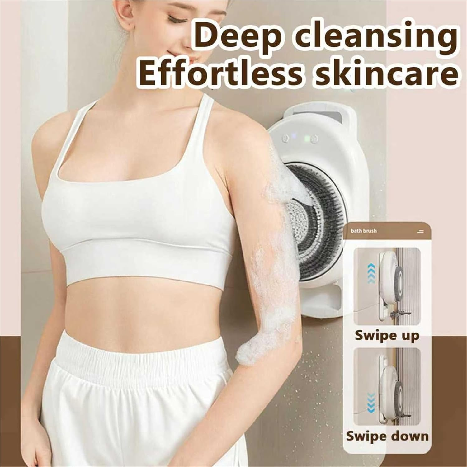 Electric Back Scrubber for Shower, Wall Mounted Exfoliating Brush, Hands-Free Automatic Body Scrubber, 360&deg; Automatic Rota-Tion, for Deep Cleansing Back Massage Exfoliating image number 4