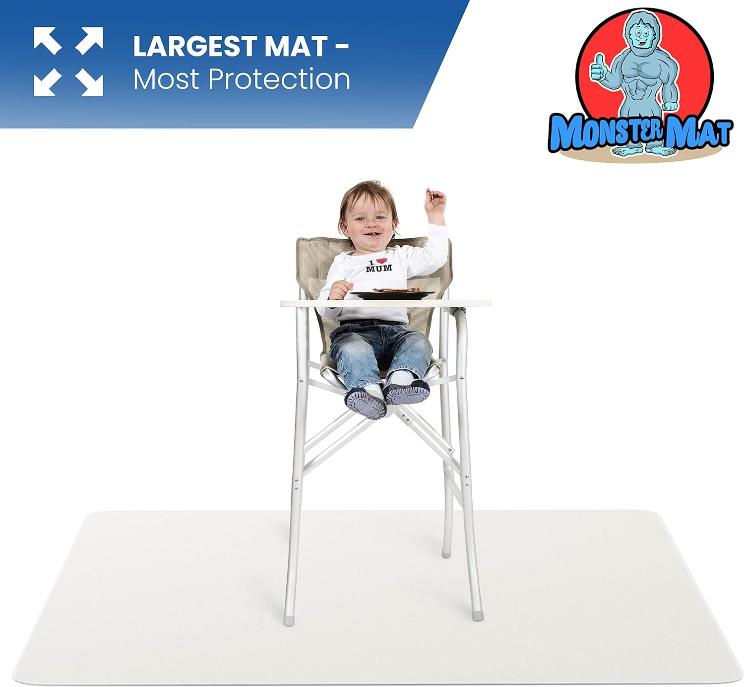 Super Jumbo Splat Mat &ndash; 60&rdquo; X 60&rdquo; Extra Large Waterproof and Washable Protective Mess Mat for Floors and Tables during Arts Crafts Painting Playtime and Mess Play (Grey, Jumbo- 5Ft X 5Ft (60" X 60")) image number 4