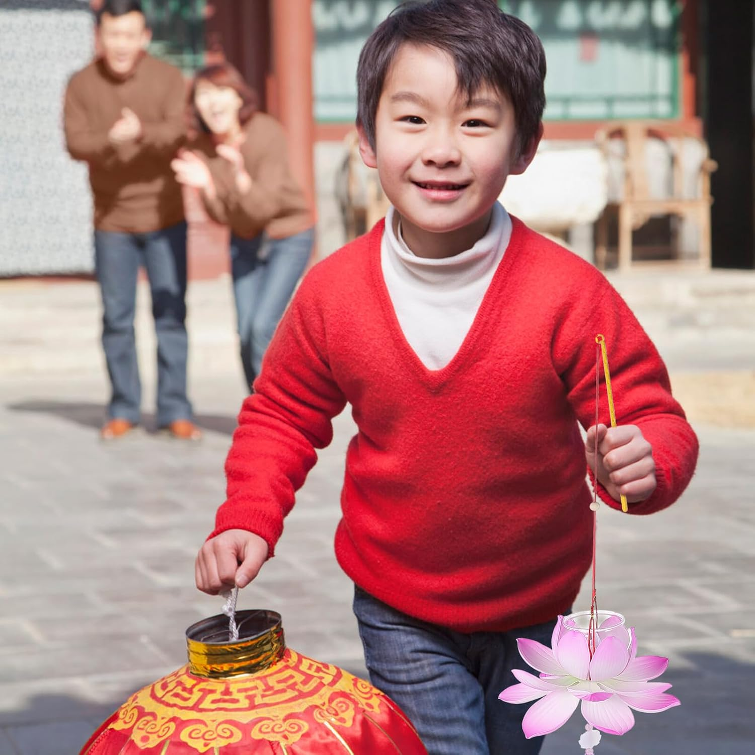 SHOWERORO DIY Lotus Handheld Lantern Kit Purple Small, Festival Party Lantern Pendant, Craft Supplies for Mid-Autumn and Holiday Decorations image number 3