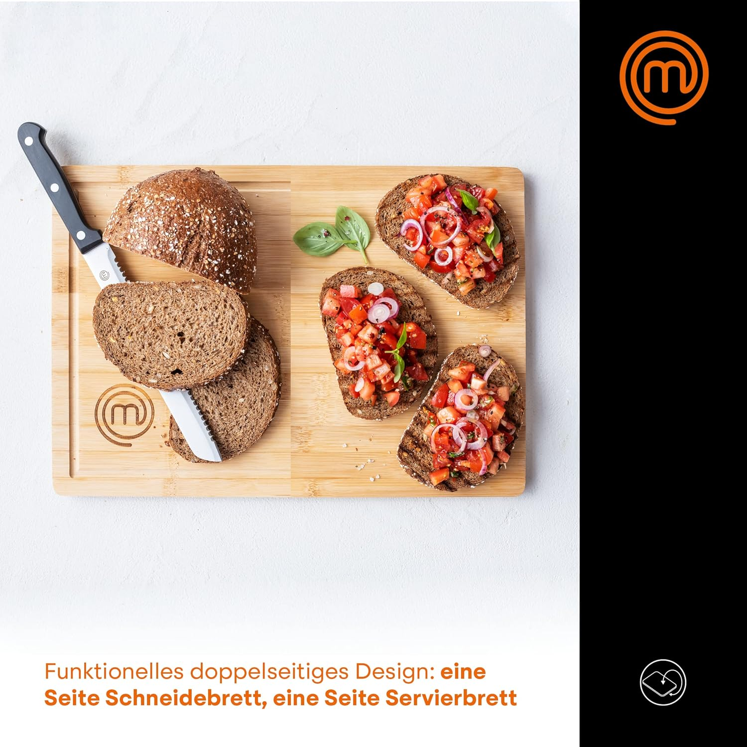 Masterchef Counter Edge Chopping Board Wood, Bamboo Worktop Saver, Large Wooden Chopping Board with Lip, Bamboo Cutting Board, Natural & Sustainable Material, Hygienic & Food Safe for Your Kitchen image number 6