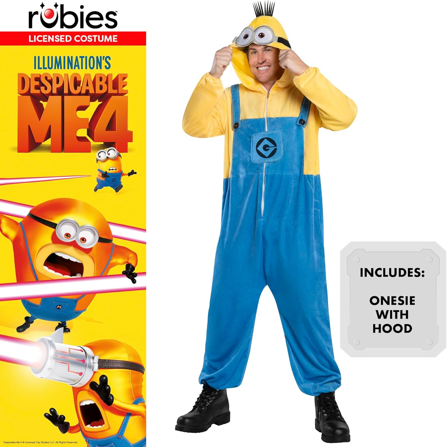 Rubies Official Illumination'S Despicable Me 4, Minion Tim Unisex Onesie, Adult Fancy Dress image number 4