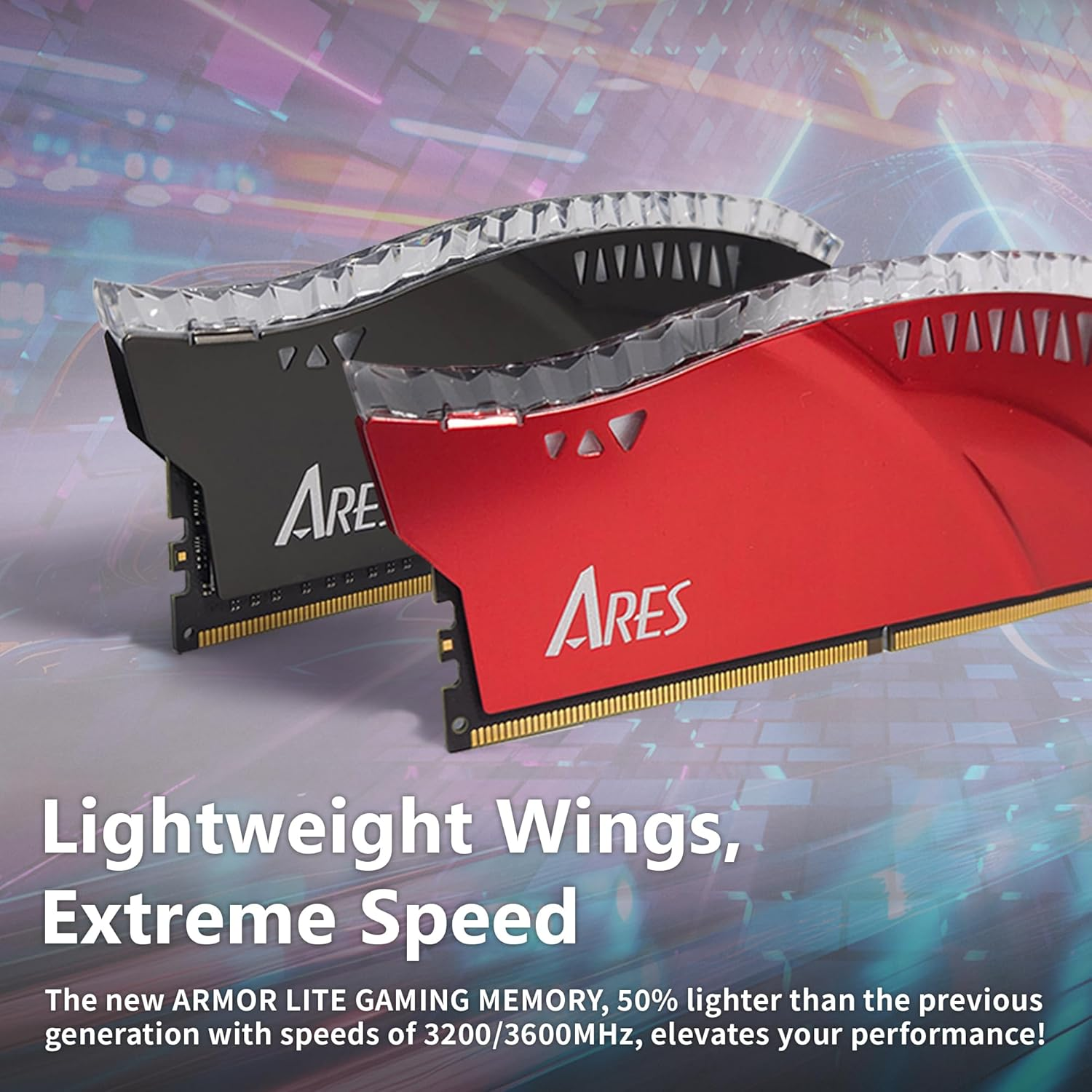 DATO DDR4 RAM 32GB Kit 16Gbx2 Memory with RGB Heatsink 3200Mhz CL16 1.35V XMP PC4-25600 288 Pin Non-Ecc UDIMM Desktop Memory Module for Gaming - ARES Armor Lite RGB image number 2